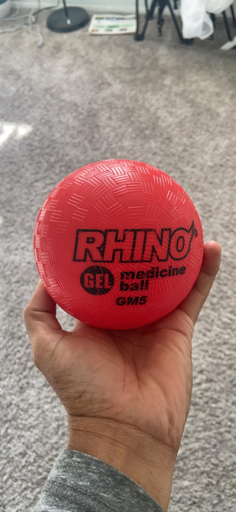 Champion Sports Rhino Gel Filled Medicine Ball - Durable, Soft Grip Weighted Ball for Strength, Cardio, & Rebounder Training - Multiple Weights for Home Gym & Fitness customer photo 1