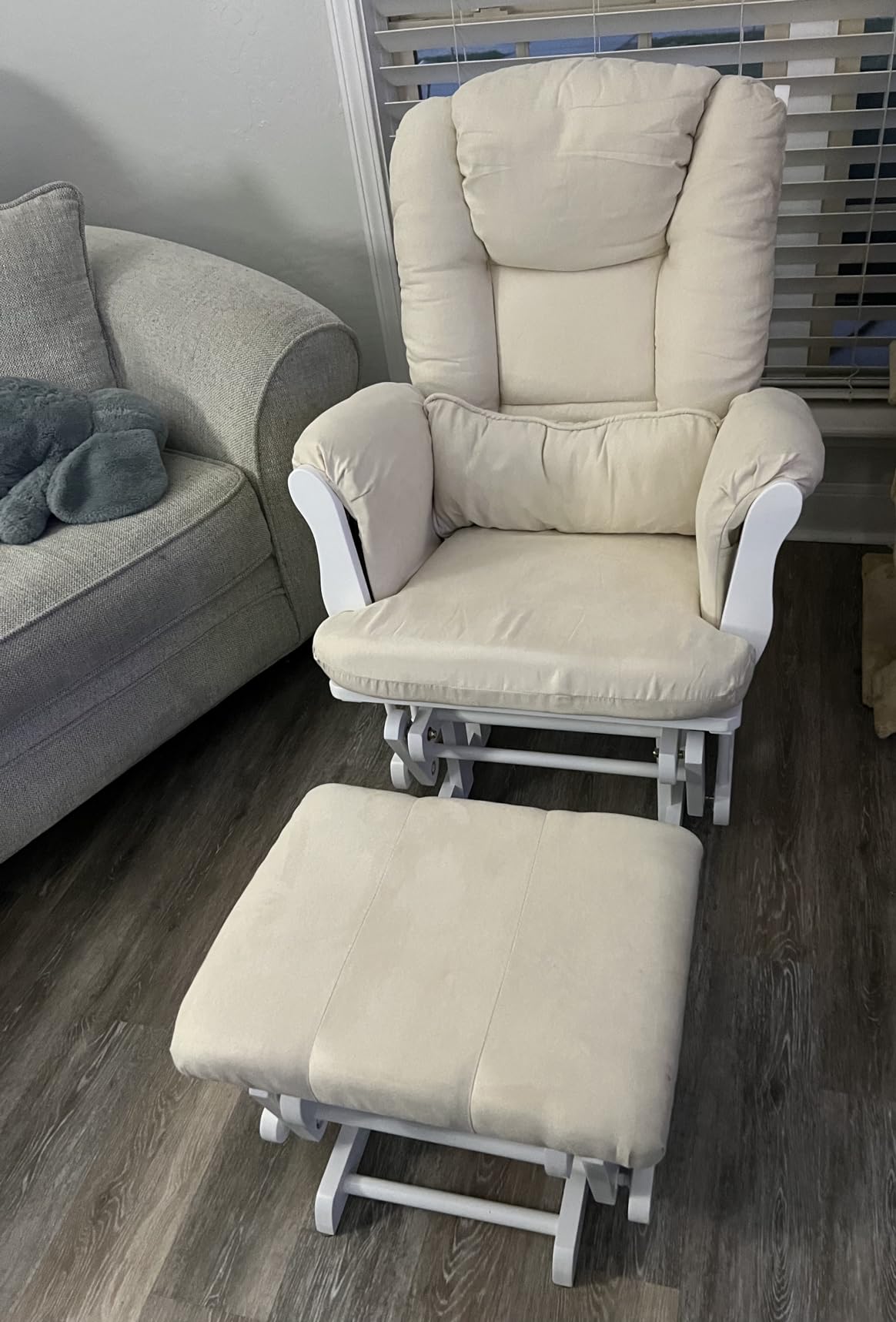 Storkcraft Tuscany Custom Glider and Ottoman and Lumbar Pillow, Espresso/Taupe Swirl | GREENGUARD Gold Certified, Bonus Lumbar Cushion Included, Solid Wood Base, Smooth Motion, Award-Winning Nursery Rocking Chair customer photo 2