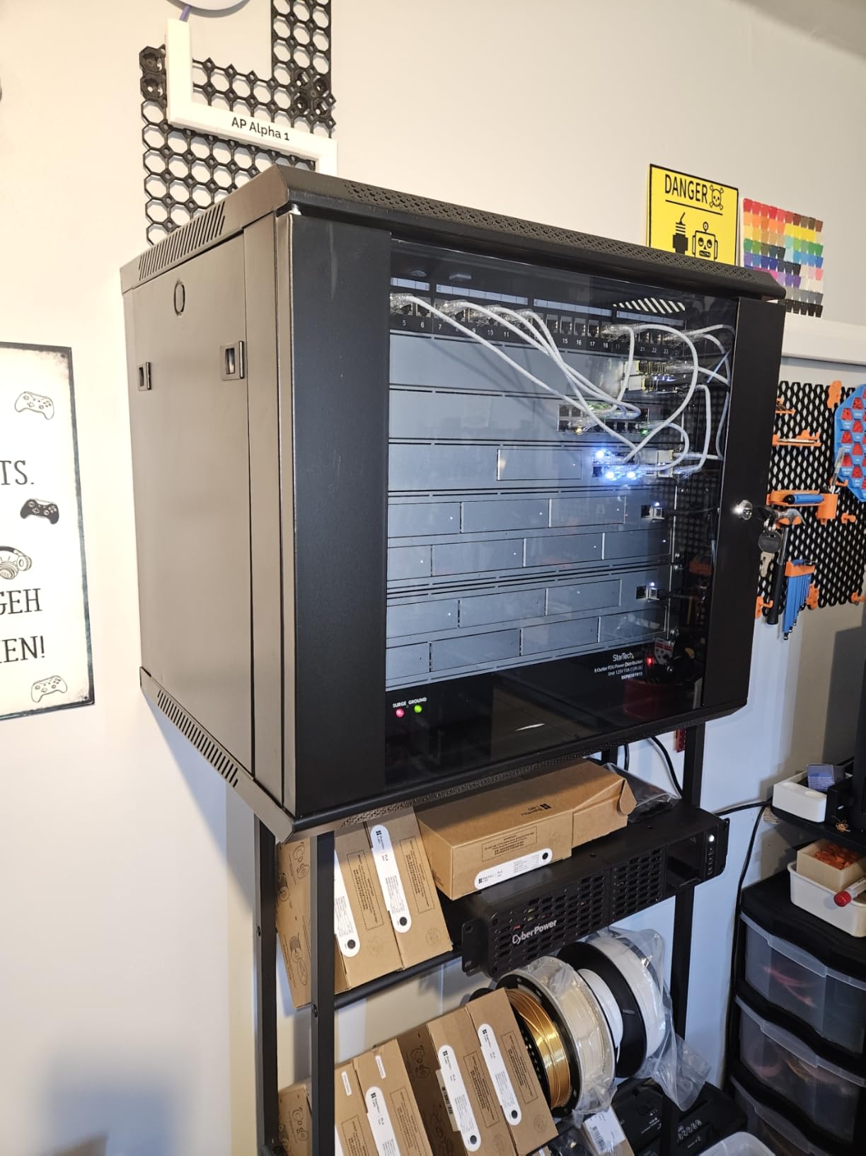 NavePoint 9U Server Rack Enclosure with Glass Door, Cooling Fan, Locks, & Removable Side Panels - 9U Wall Mount Network Cabinet 19 Inch Rack 17.7 Inches Deep customer photo 1