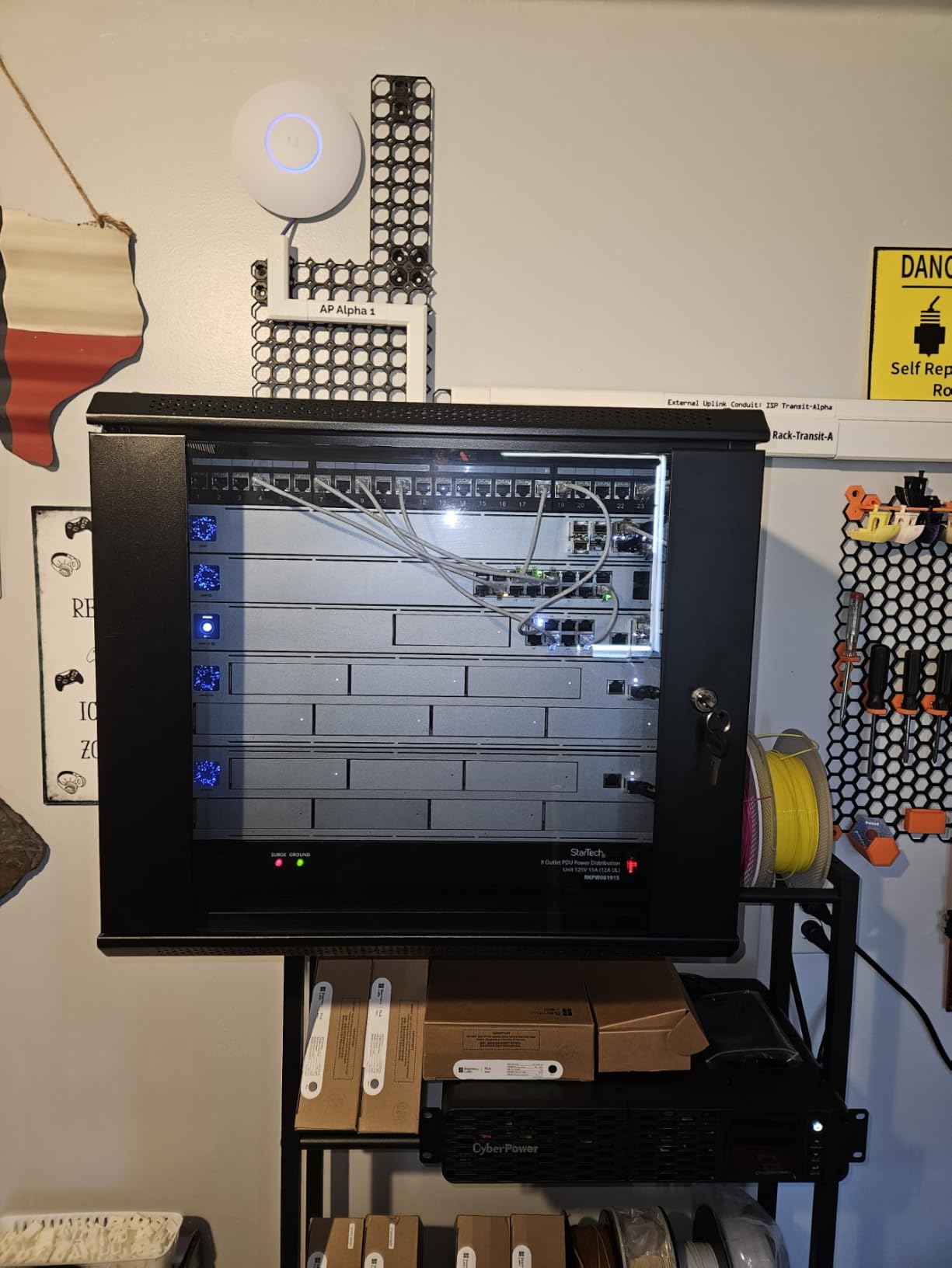 NavePoint 9U Server Rack Enclosure with Glass Door, Cooling Fan, Locks, & Removable Side Panels - 9U Wall Mount Network Cabinet 19 Inch Rack 17.7 Inches Deep customer photo 2