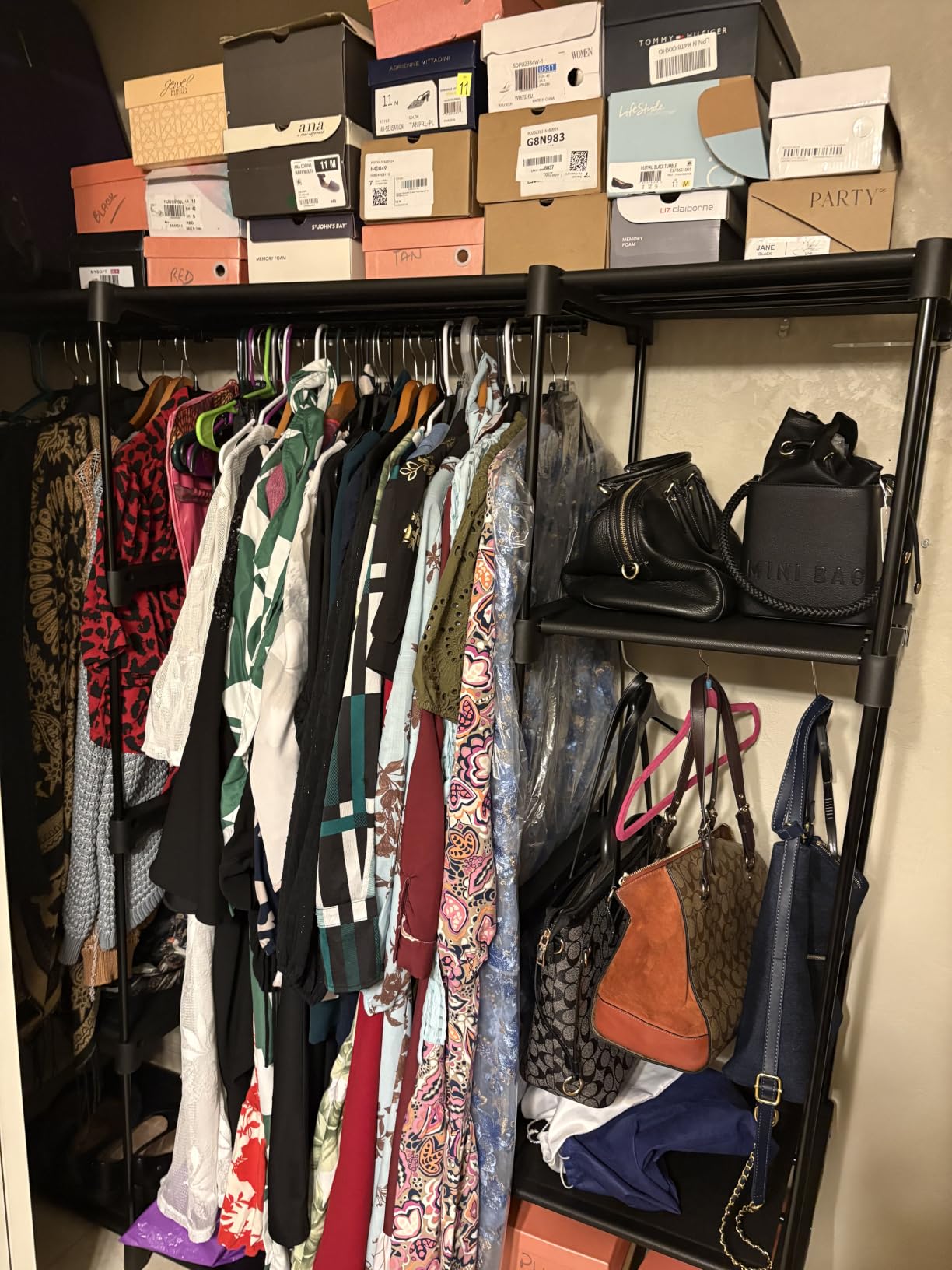 SONGMICS Portable Closet, Freestanding Closet Organizer, Clothes Rack with Shelves, Hanging Rods, Storage Organizer, for Cloakroom, Bedroom, 44.1 x 16.9 x 65 Inches, Black URYG24BK customer photo 1