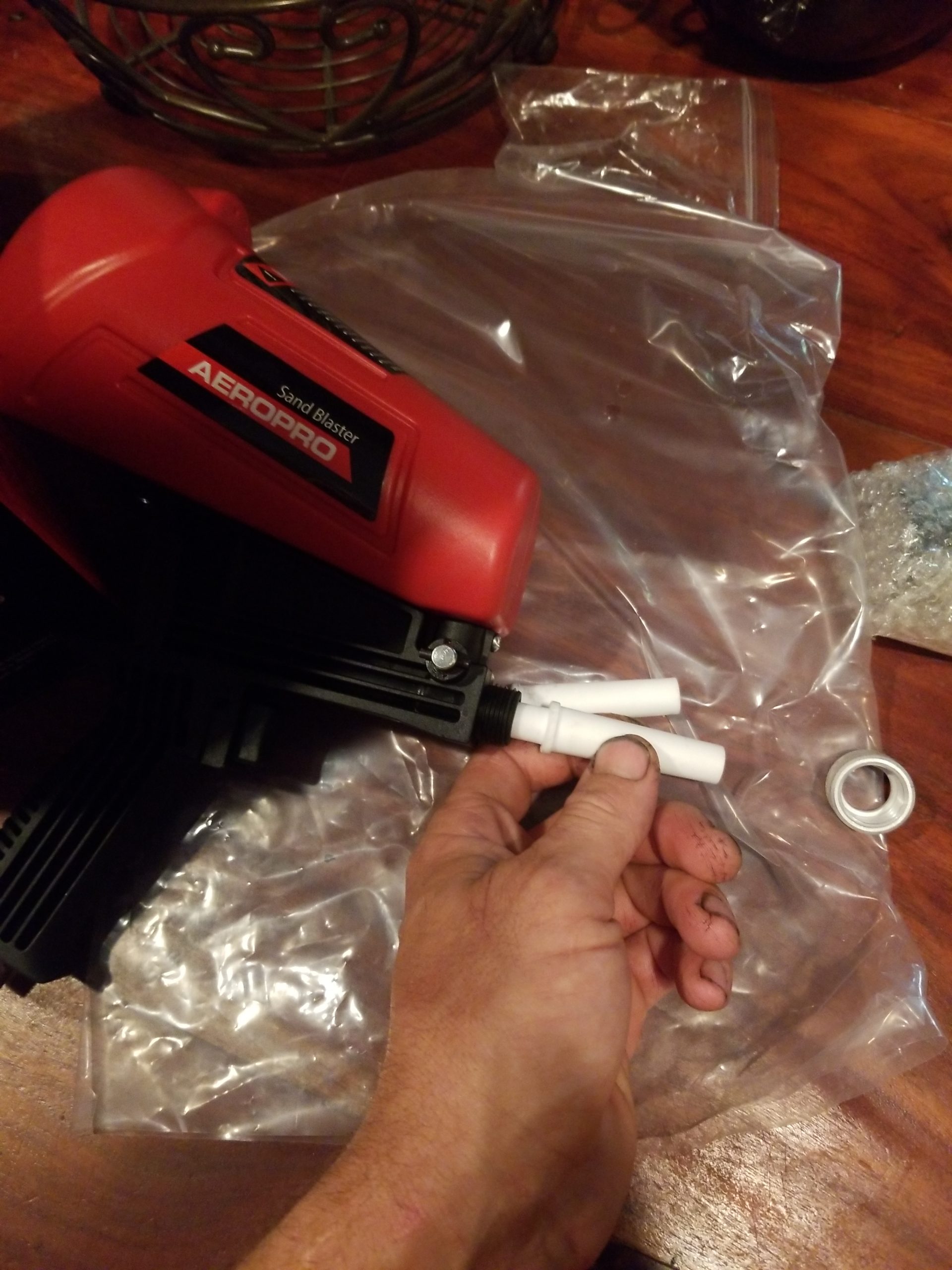 TCP Global Gravity Feed Sand Blaster Gun Kit - Portable Air Compressor Sandblaster, 2 Ceramic Nozzles & Regulator - Abrasive Media & Soda Blaster - Rust, Metal, Wood & Paint Removal customer photo 2