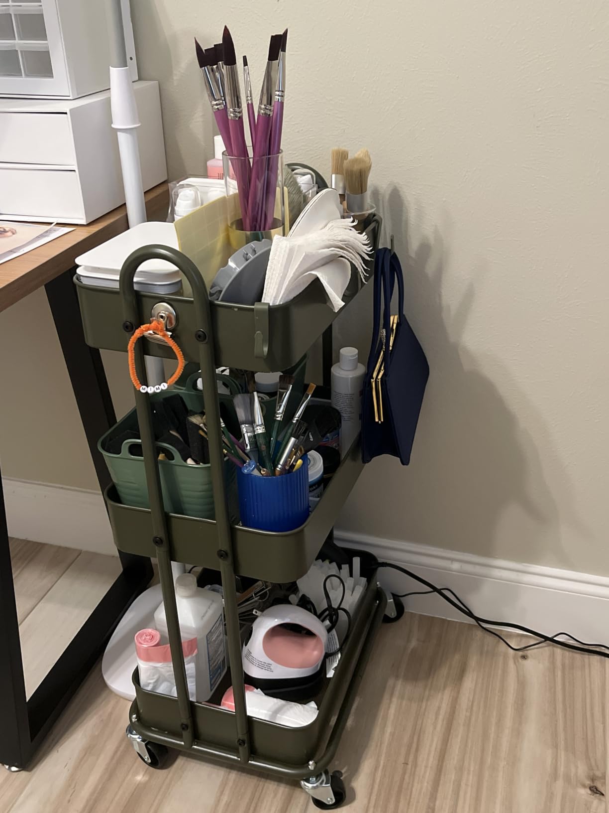 Simple Houseware 3-Tier Heavy Duty Metal Utility Rolling Cart, Black customer photo 1