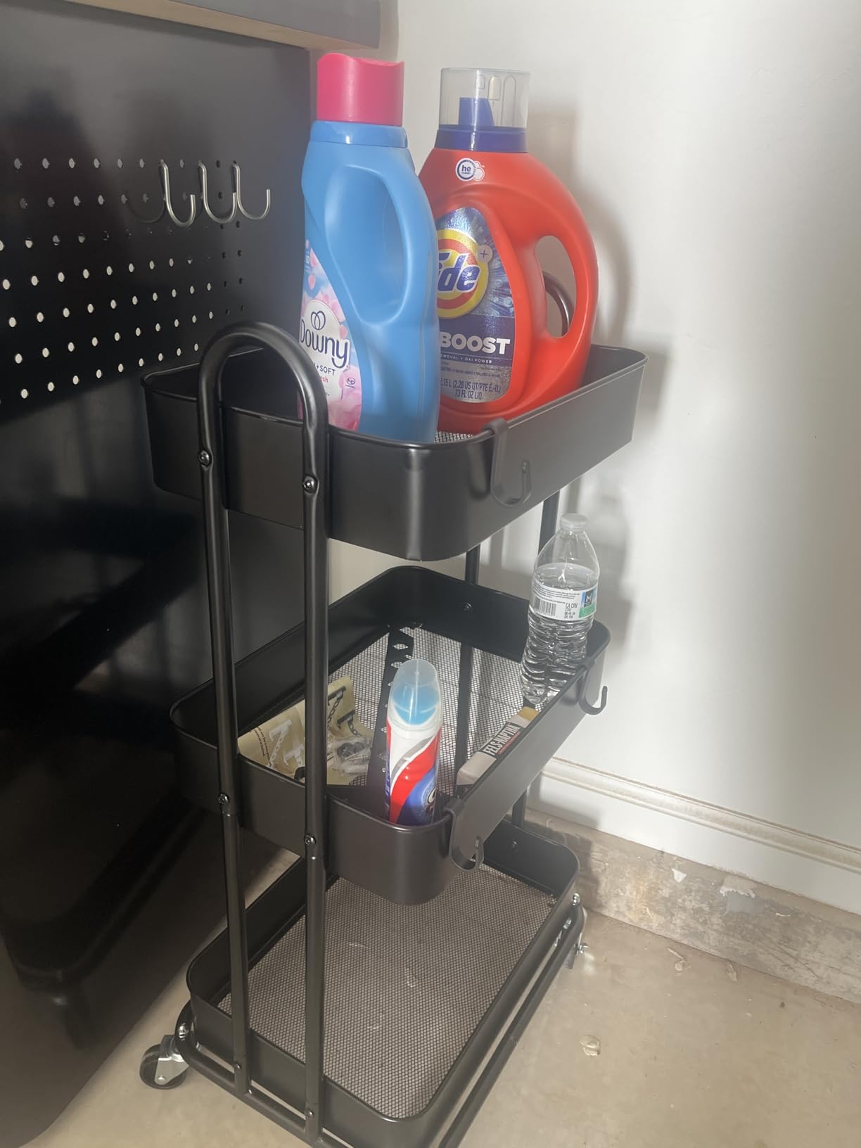 Simple Houseware 3-Tier Heavy Duty Metal Utility Rolling Cart, Black customer photo 2