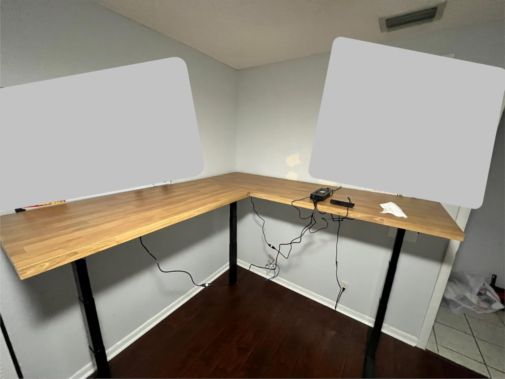 VIVO Black Electric Corner 3 Leg Standing Desk Frame, DESK-V130EB | Triple Motor, Height Adjustable, L-Shaped, Holds up to 300 lbs, Sit Stand Ergonomic Standing Desk Legs, Frame Only customer photo 2