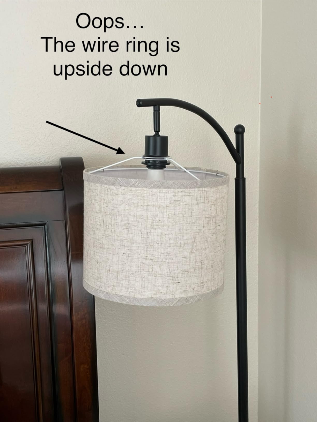 ROTTOGOON Floor Lamp for Living Room with 3 Color Temperatures LED Bulb, Standing Lamp Tall Industrial Floor Lamp Reading for Bedroom, Office (9W LED Bulb, Beige Lampshade Included) -Black customer photo 1