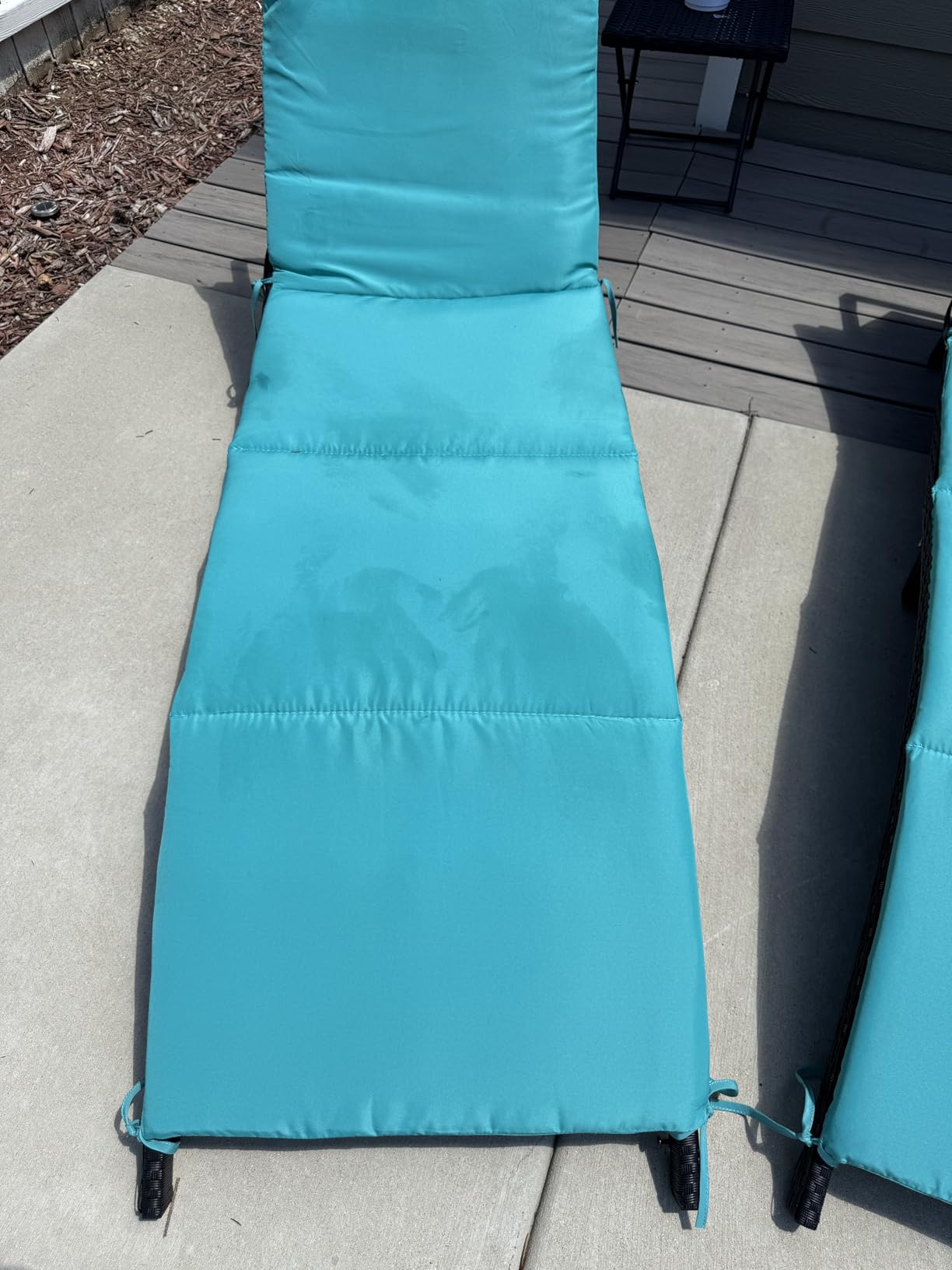 GUNJI Lounge Chairs for Outside 3 Pieces Patio Adjustable Chaise Lounge Outdoor Wicker Lounge Chairs Set of 2 with Table Folding Chaise Lounger for Poolside, Deck, Lawn (Blue) customer photo 1