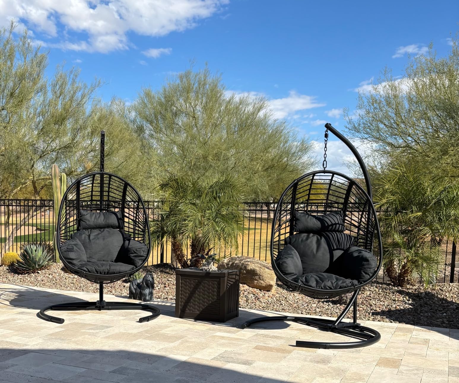 Oversized Hanging Egg Chair with Stand Outdoor Wicker Swing Chair Comfy Hammock Egg Shaped Chair 400lbs Capacity for Patio, Garden and Balcony customer photo 1