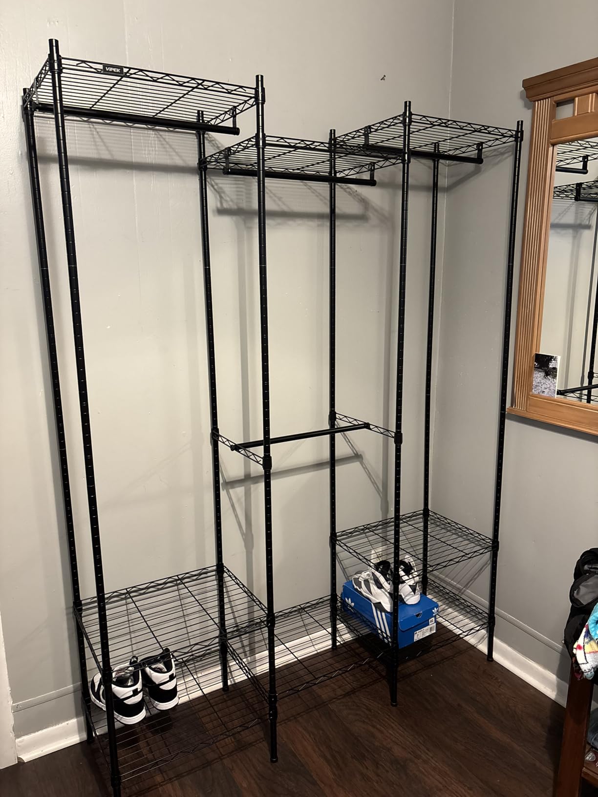 VIPEK V5 Heavy Duty Clothes Rack, Portable Closet Wardrobe with 4 Hanging Rods & 8 Shelves, Freestanding Adjustable Garment Rack for Bedroom, Walk-in Closet, 890 lbs Capacity, Black, 68.9 L customer photo 2