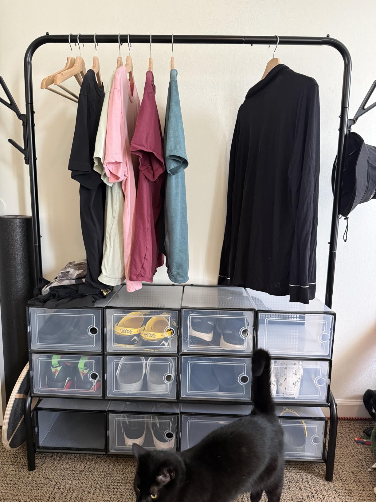 Simple Houseware 52-Inch Freestanding Closet Garment Rack with Storage Shelves and Coat/Hat Hooks, Black customer photo 1