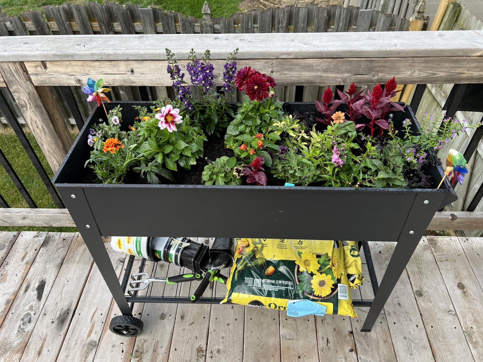LEETOLLA Raised Garden Bed Outdoor Elevate Herb Garden Planter Box Outdoor Raised Planter Box with Legs On Wheels for Vegetables Flower Tomato Patio Backyard customer photo 2