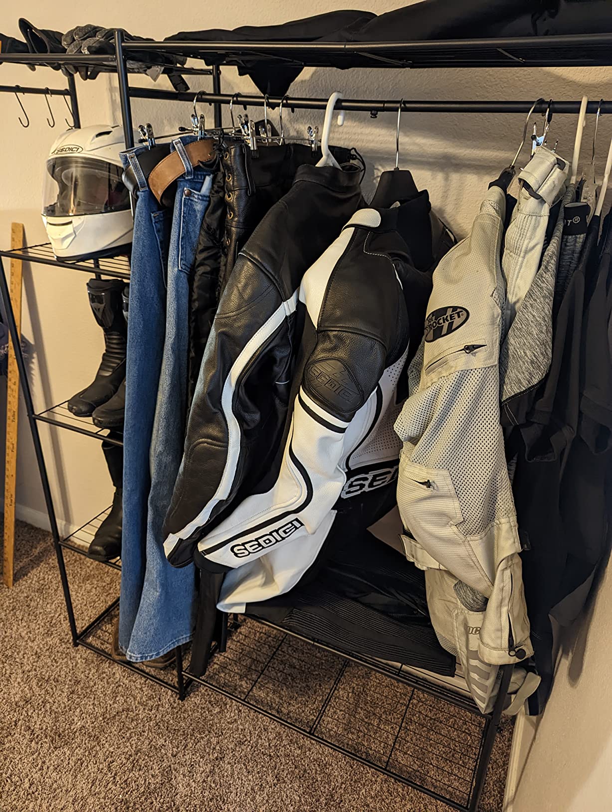 Neprock Wardrobe Closet, Portable Clothing Rack for Hanging Clothes, Free Standing Closet Organizers and Storage System with 4 Tiers Shelves for Cloakroom Bedroom,Black customer photo 2