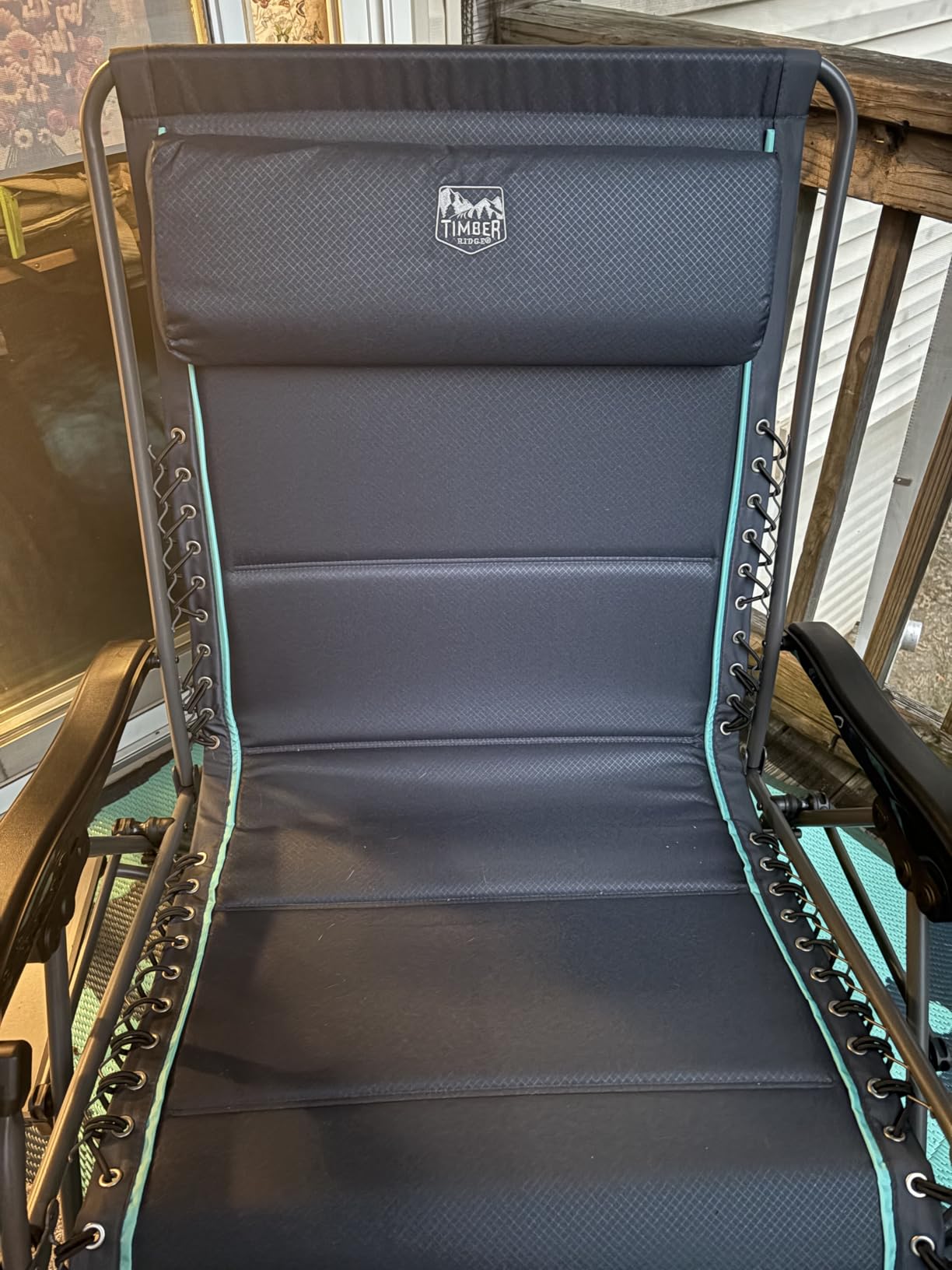 Timber Ridge Oversized Zero Gravity Chair, 33In Wide XXL Zero Gravity Reclining Chair with Side Table, Full Padded Lounge Chair for Outdoor Camping Patio Lawn, Heavy Duty Supports 500lbs, Blue-1 Pack customer photo 1