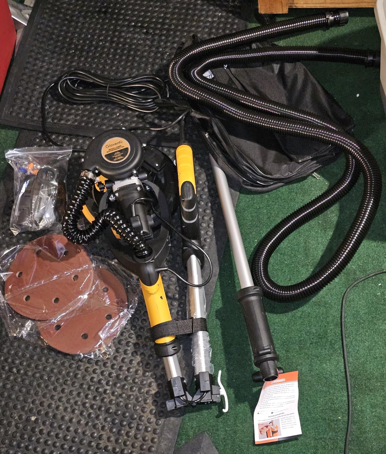 Electric Drywall Vacuum Sander, 750W & NSK Bearing, Dustless for Ceiling & Wall | 95.5% Dust Collection, Variable Speed 900-1800RPM, 360° Head & 25' Cord, Extendable Pole for Popcorn Ceiling, Corner, Plaster customer photo 2