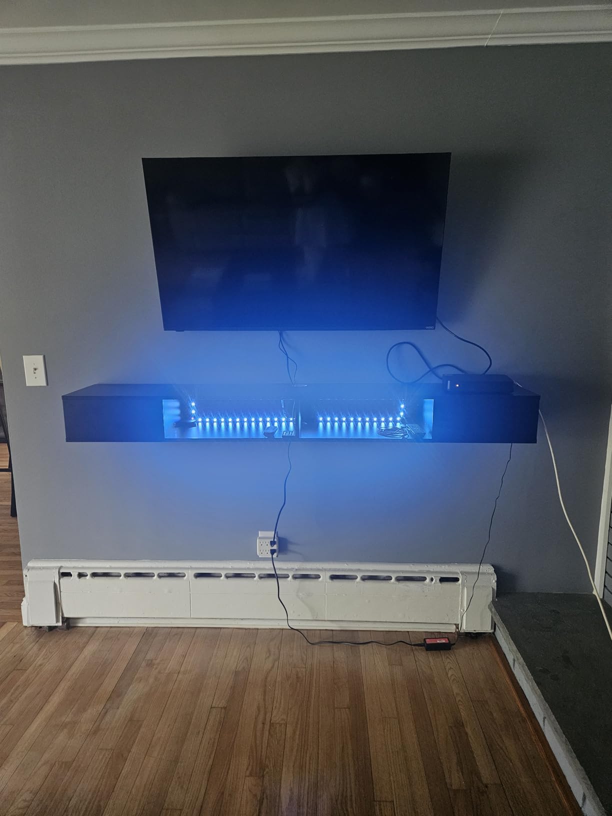 WAMPAT Floating Entertainment Center for 80 Inch TV, TV Stand Wall Mounted with LED Light, Floating TV Shelf Under TV for Living Room, Bedroom, Brown customer photo 1