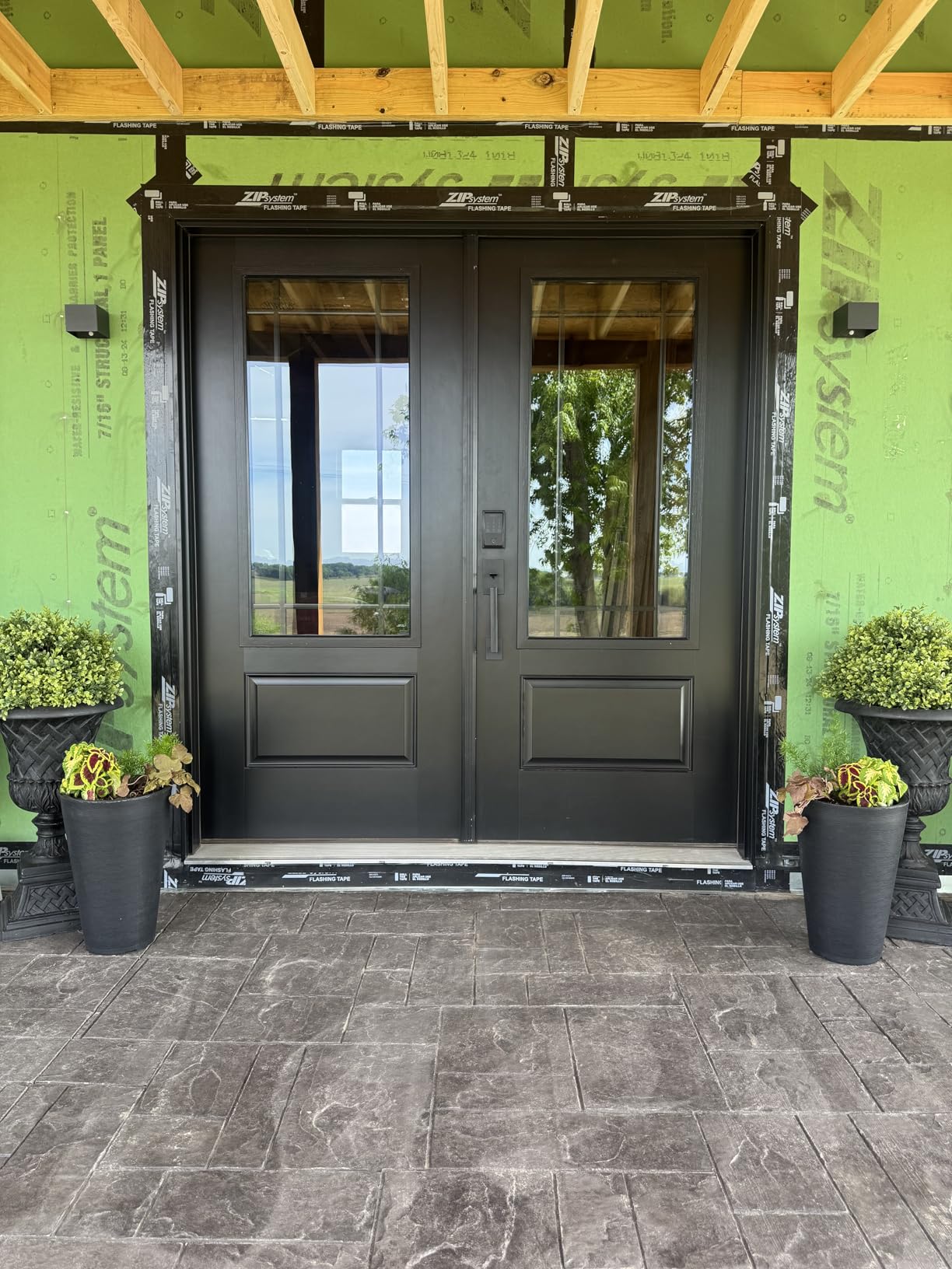 Sieral Set of 2 Tall Outdoor Planters 12 x 18 Inch Large Resin Outdoor Planters for Front Porch Flower Round Floor Decorative Indoor Pots with Drainage(Black) customer photo 2