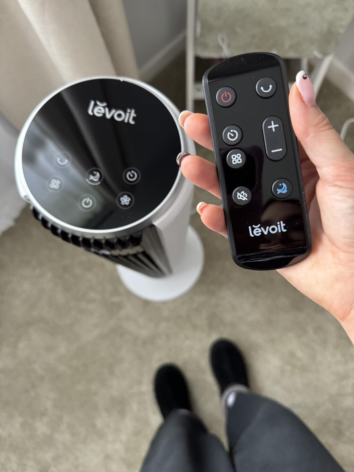 Levoit Tower Fan for Bedroom, 28ft/s Fans that Blow Cold Air, 28dB Quiet customer photo 1