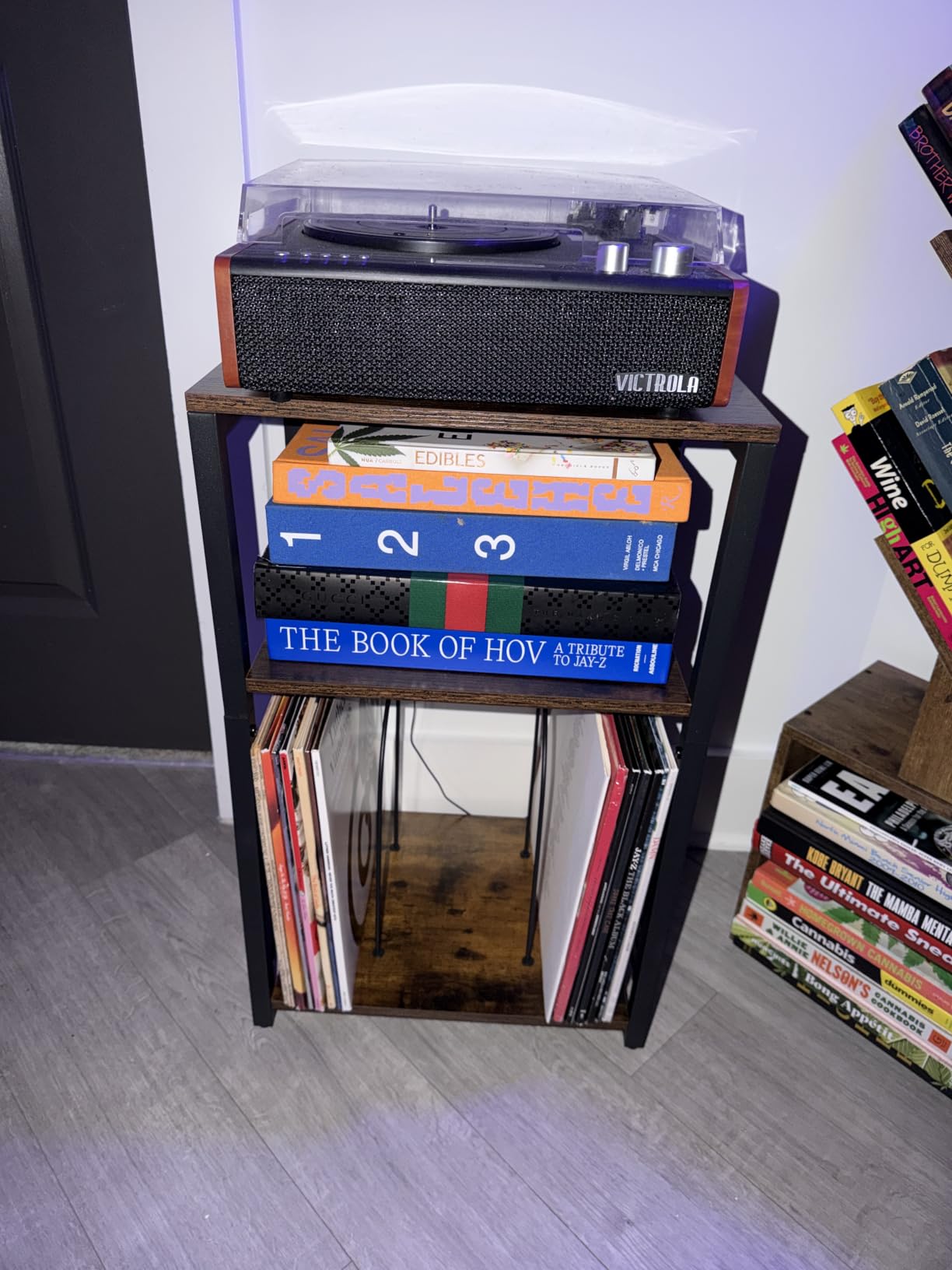 LELELINKY 3 Tier End Table, Record Player Stand with Storage Up to 100 Albums, Turntable Stand for Vinyl, Brown Records Shelf for Living Room Bedroom customer photo 1