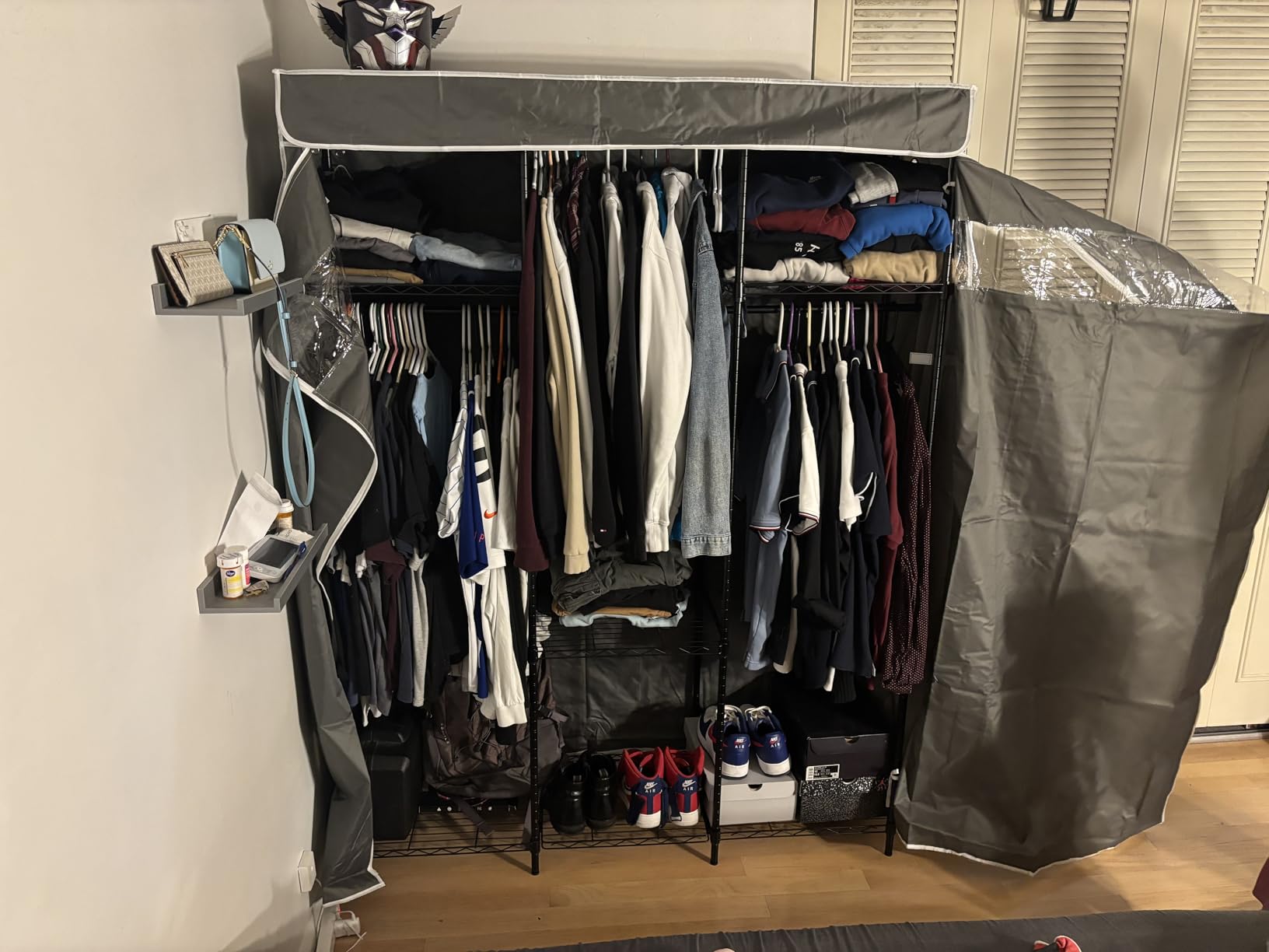 Raybee Clothes Rack, Heavy Duty Portable Closet with Cover, 3 Rods, 800LBS | Heavy Duty, Tool-free Assembly, Adjustble, 3 Rods & 9 shelves, Freestanding, Covered, Zippered, Space Saving for Bedroom,Dorm customer photo 2