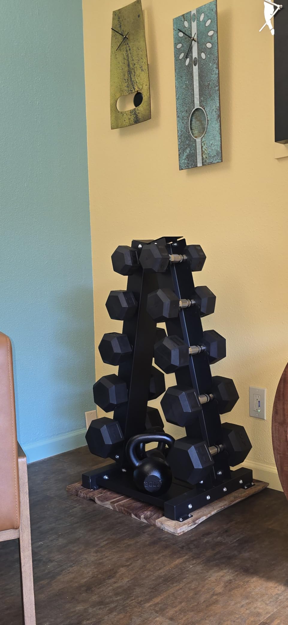 LIONSCOOL Dumbbell Rack Stand Only, A-Frame Rolling Weight Storage and Tray | 5 Tier Steel Rack with Premium Solid Wheels, Portable Home Gym Fitness Storage Organizer, 200/300/700LBS Weight Capacity customer photo 2