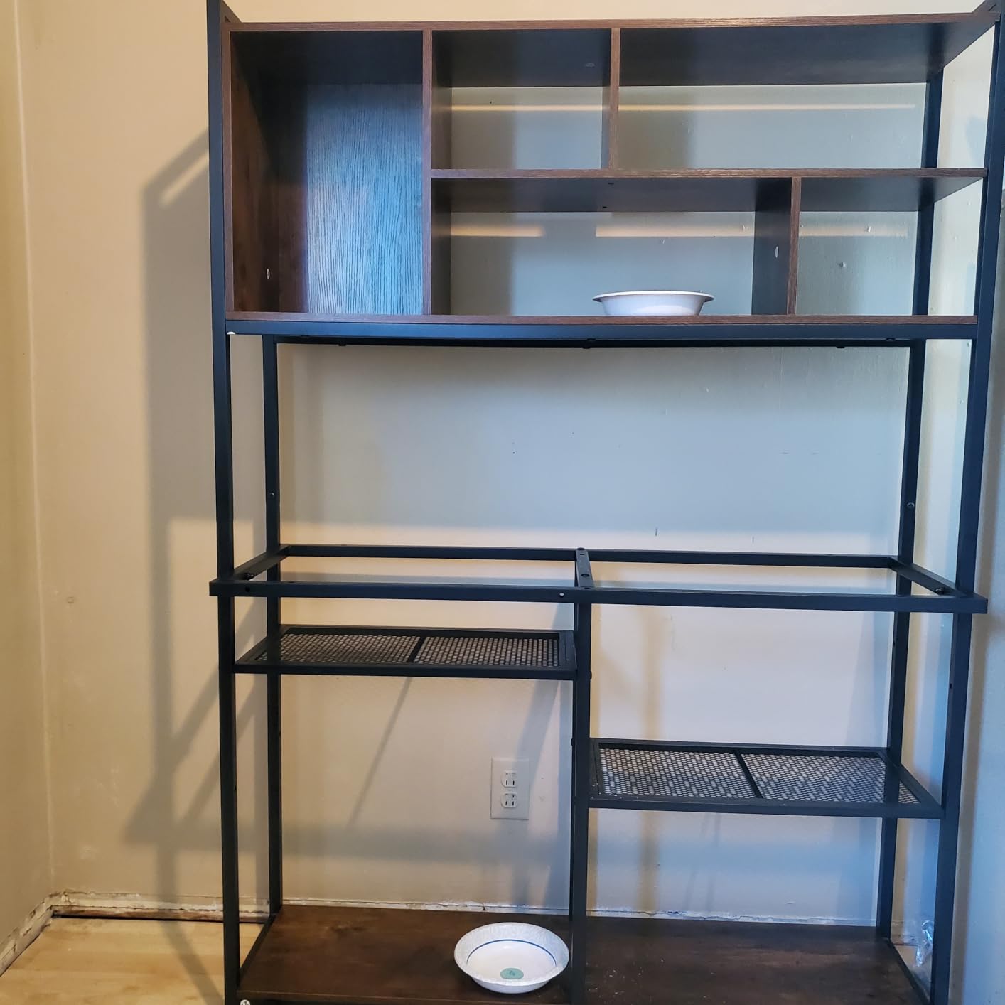SEDETA L Shaped Computer Desk, 58'' Office Desk with LED Light and Bookshelf, L Shaped Corner Desk with Storage Shelves for Home Office, Gaming Desk, L Desk, Rustic Brown customer photo 2