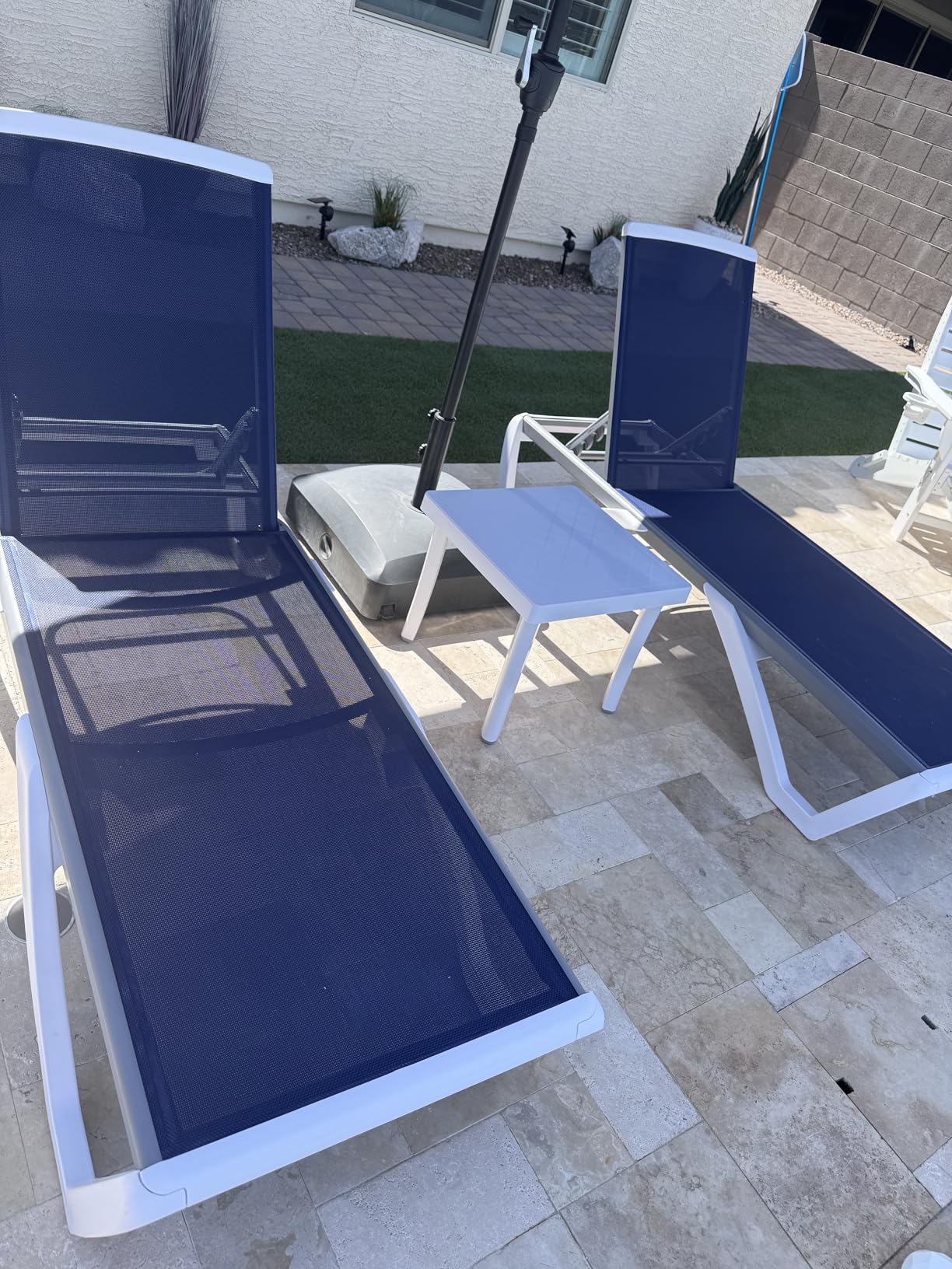 Kozyard Outdoor Chaise Lounge Chair, Fully Flat Adjustable Patio Lounger | Aluminum Frame, Resin Legs Textilene Fabric for Poolside, Backyard, Beach, Aqua, Chair customer photo 2
