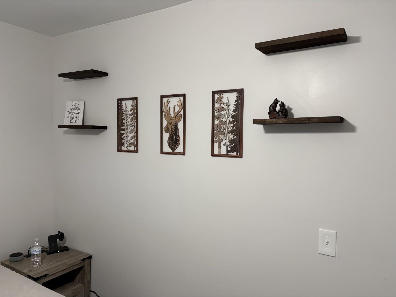 Amada Homefurnishing Floating Shelves, Paulownia Wood Wall Shelves for Living Room/Bedroom/Kitchen/Home Office, Wood Floating Shelf for Home Storage & Organization, Set of 4, 15.75