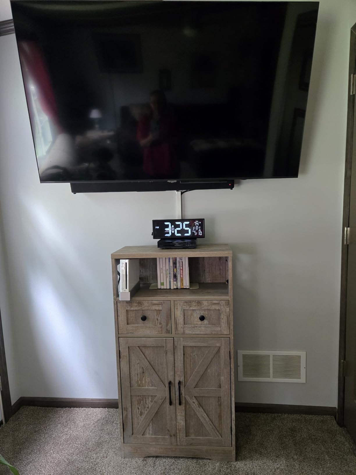 Farmhouse White Storage Cabinet with Doors and Drawers, Freestanding Kitchen Pantry Cabinet, Floor Storage Cabinet Hutch Cupboard for Kitchen, Living Dining Room, Bathroom customer photo 1