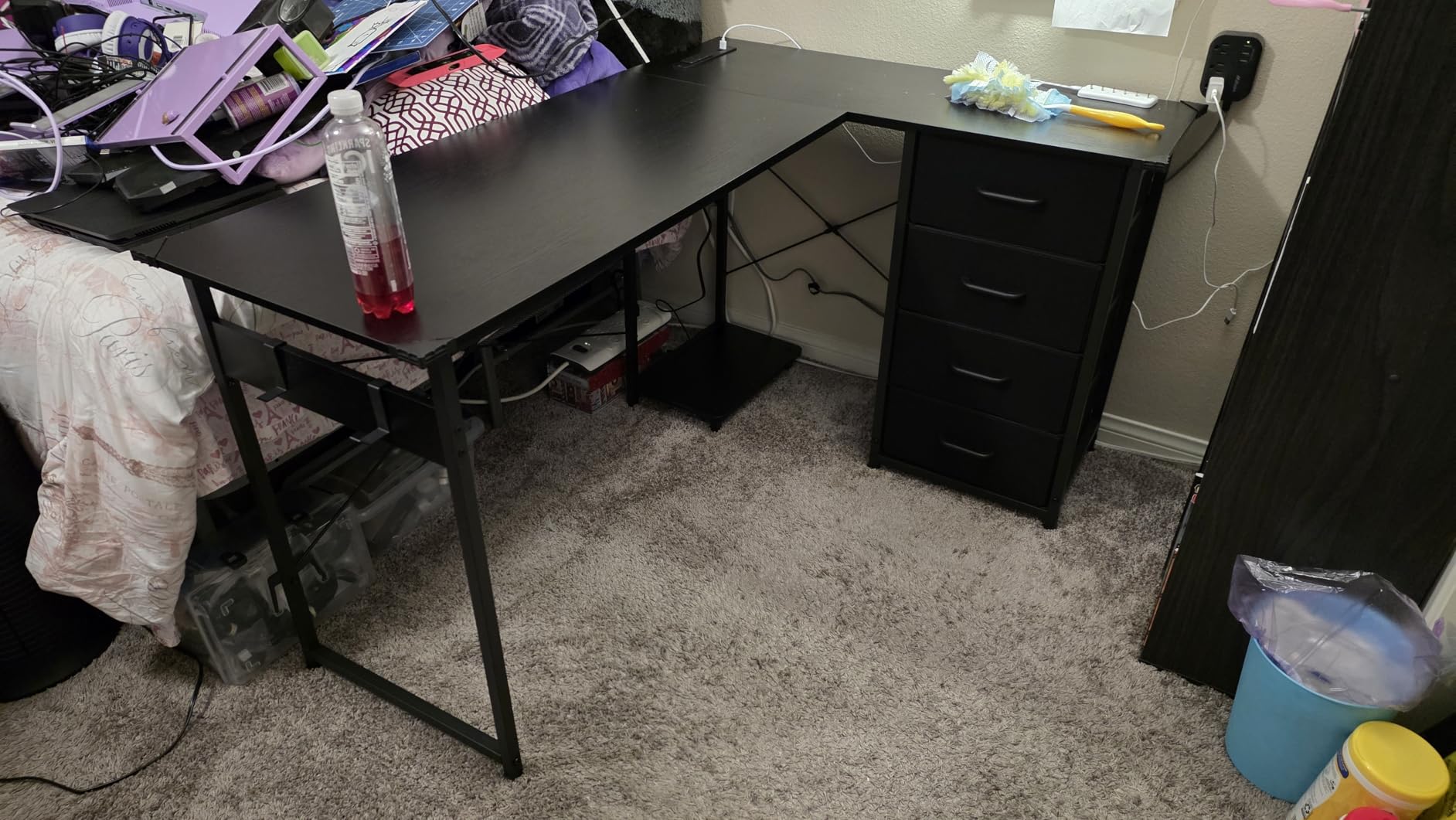 AODK L Shaped Gaming Desk with 4 Drawers, 61