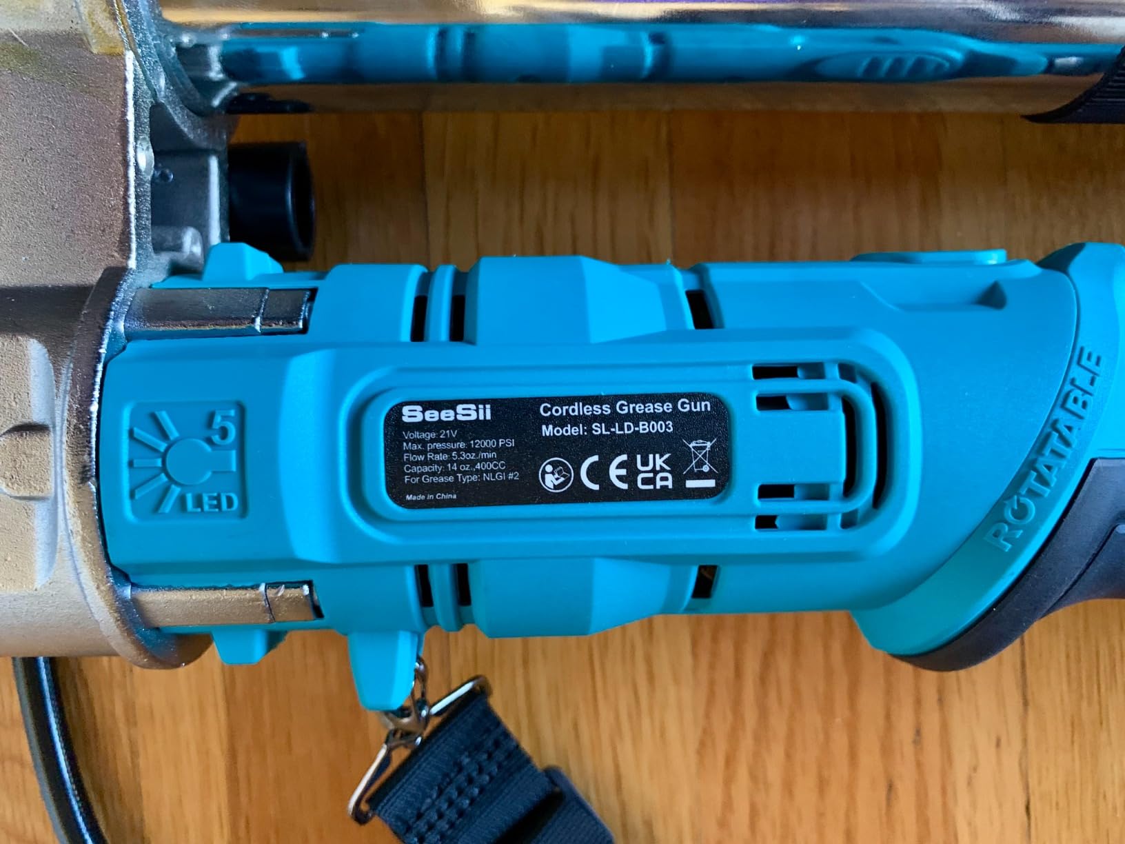 Seesii 2-in-1 Electric Grease Gun, 12000 PSI, with 2 Batteries and 48