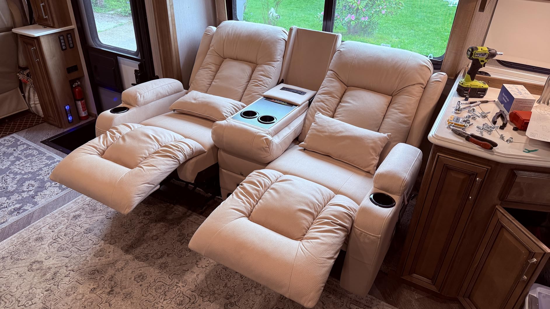 URRED Power Loveseat Recliner Sofa with Massage and Heat, Wall Hugger Reclining Loveseat with Console, RV Couch Home Theater Seating with LED Lights for Living Room (Black, 67 inch - 2 Seats) customer photo 2