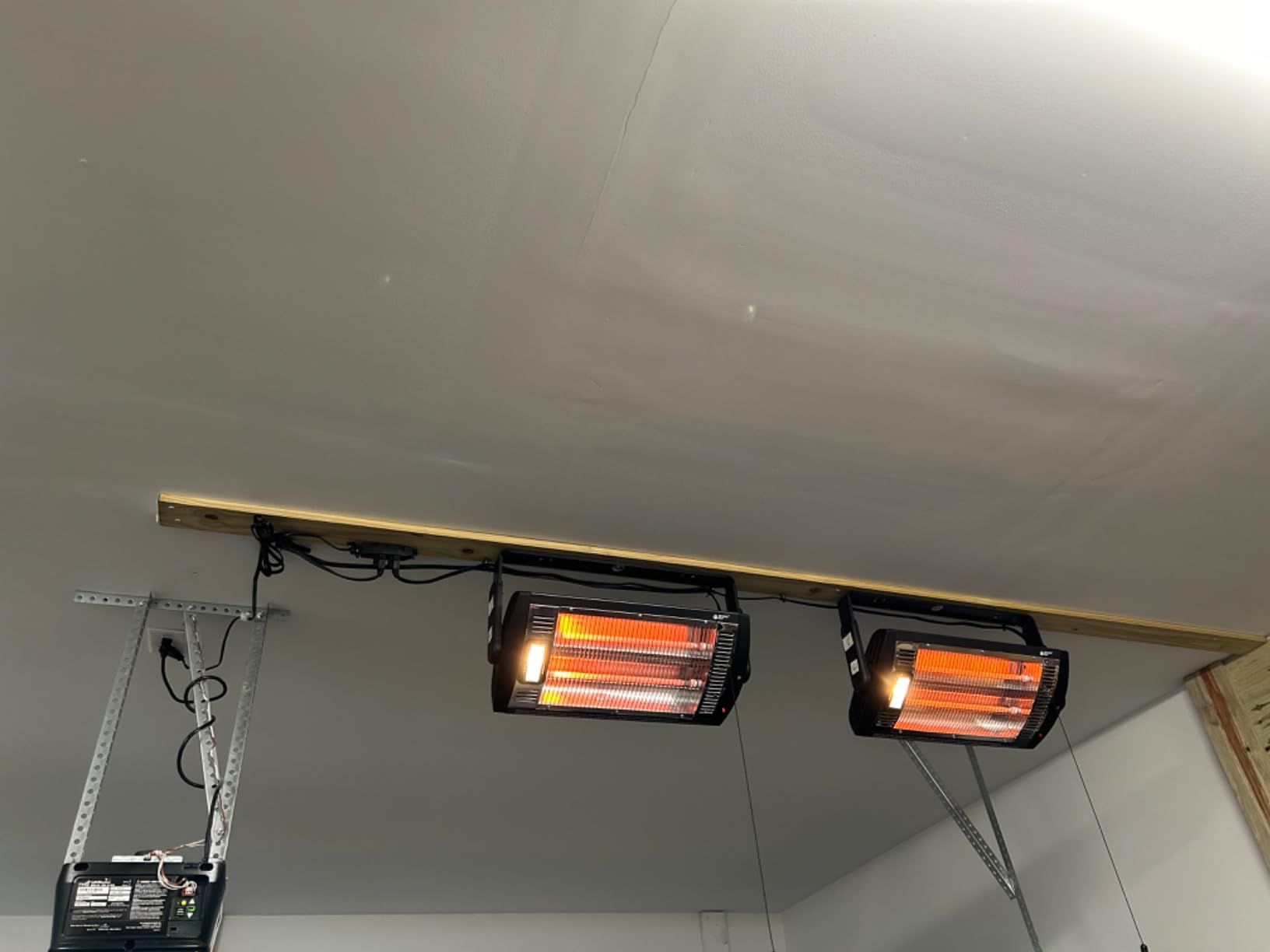 BEYOND HEAT Electric Garage Heater 120V, 1500W Radiant Space Heater, 2-Pack | Ceiling Mount Space Heater with 90° Adjustable Tilt, Overheat Protection, Halogen Light, Safety Metal Grille for Shop, Patio customer photo 1