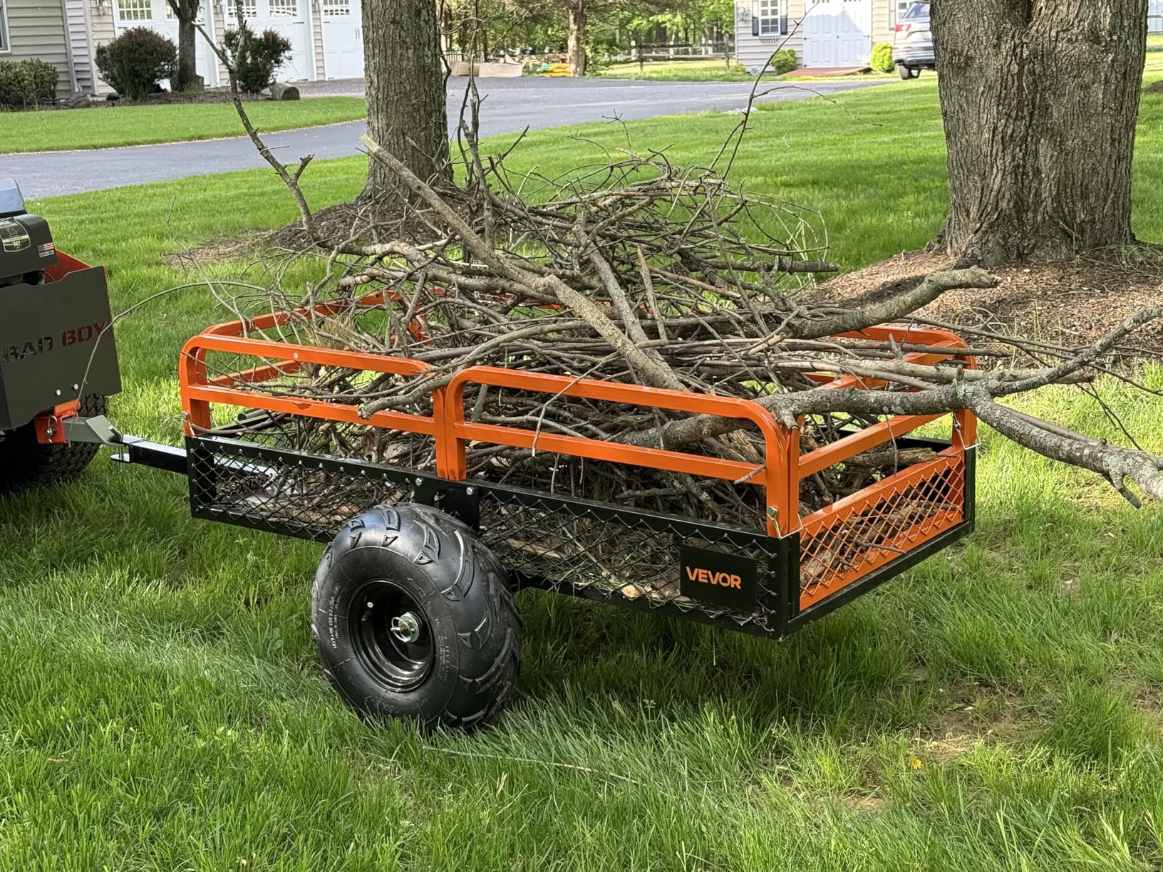 VEVOR ATV UTV Trailer Tow Behind Dump Cart, 1500lbs Capacity, 15 Cubic Feet, Heavy Duty, For Lawn Mower Tractor, Yard Garden Use customer photo 1