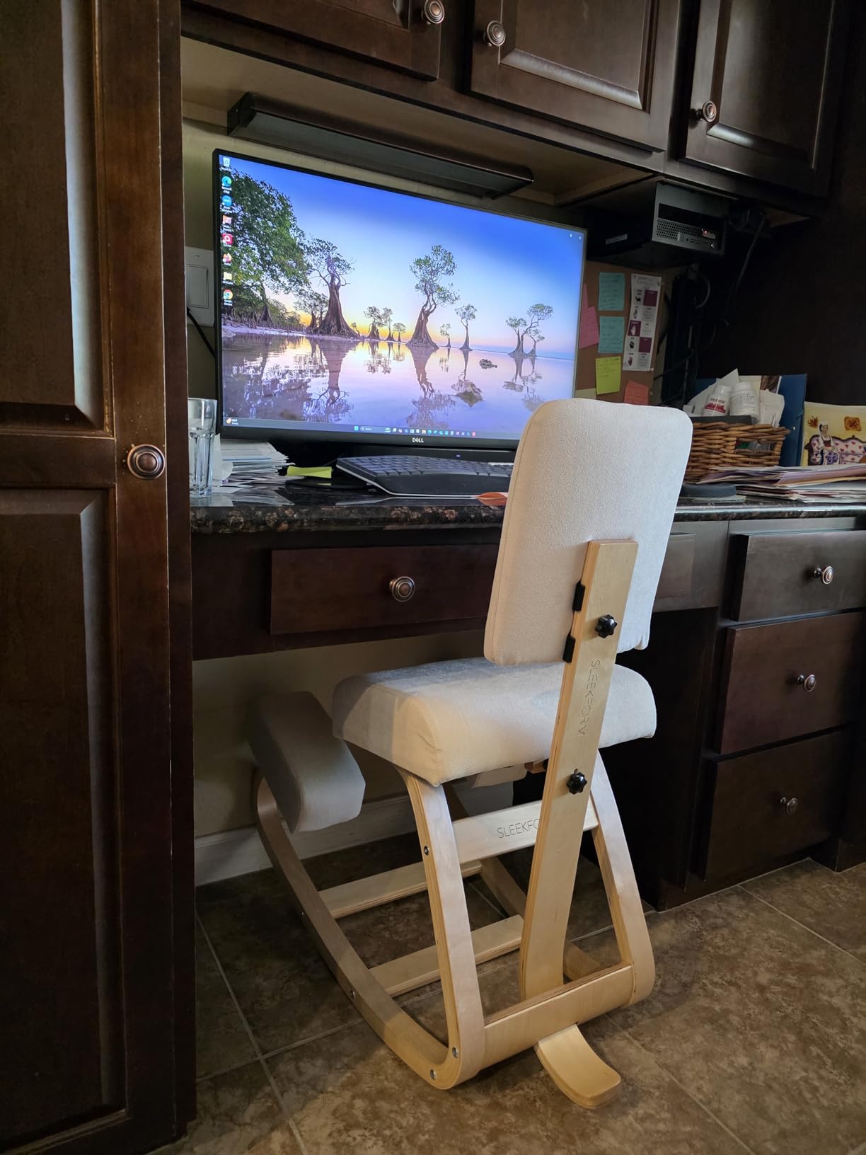 Sleekform East Austin Kneeling Chair with Back Support - Boucle, Natural | Boucle & Wood Construction, Back Pain Relief, For Desk & Leg Circulation, Ergonomic Posture Chair customer photo 1