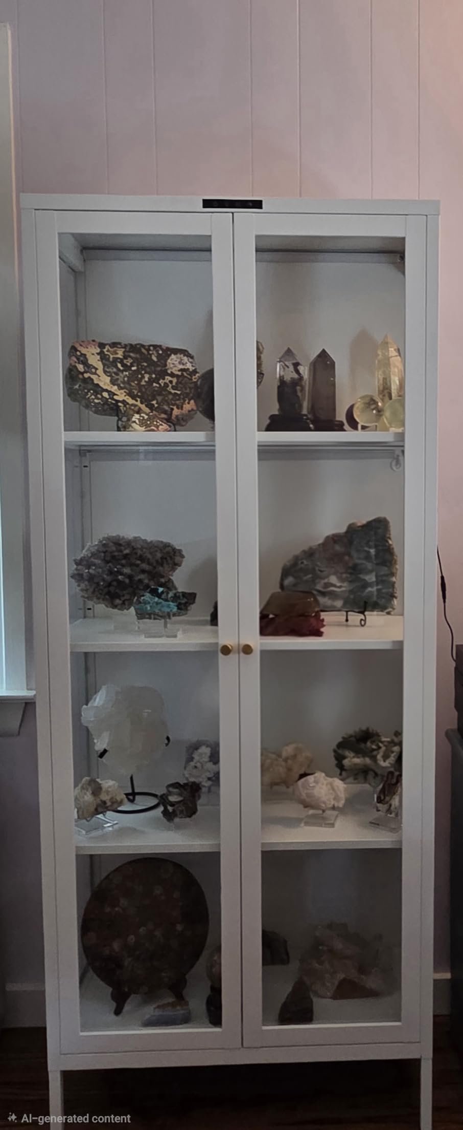 UNICOLY Display Cabinet with Glass Doors, Glass Display Cabinet 4-Tier, Metal Curio Display Cabinet with Tempered Glass Doors for Living Room, Plant, Display Shelf, Assembly Required, White customer photo 2