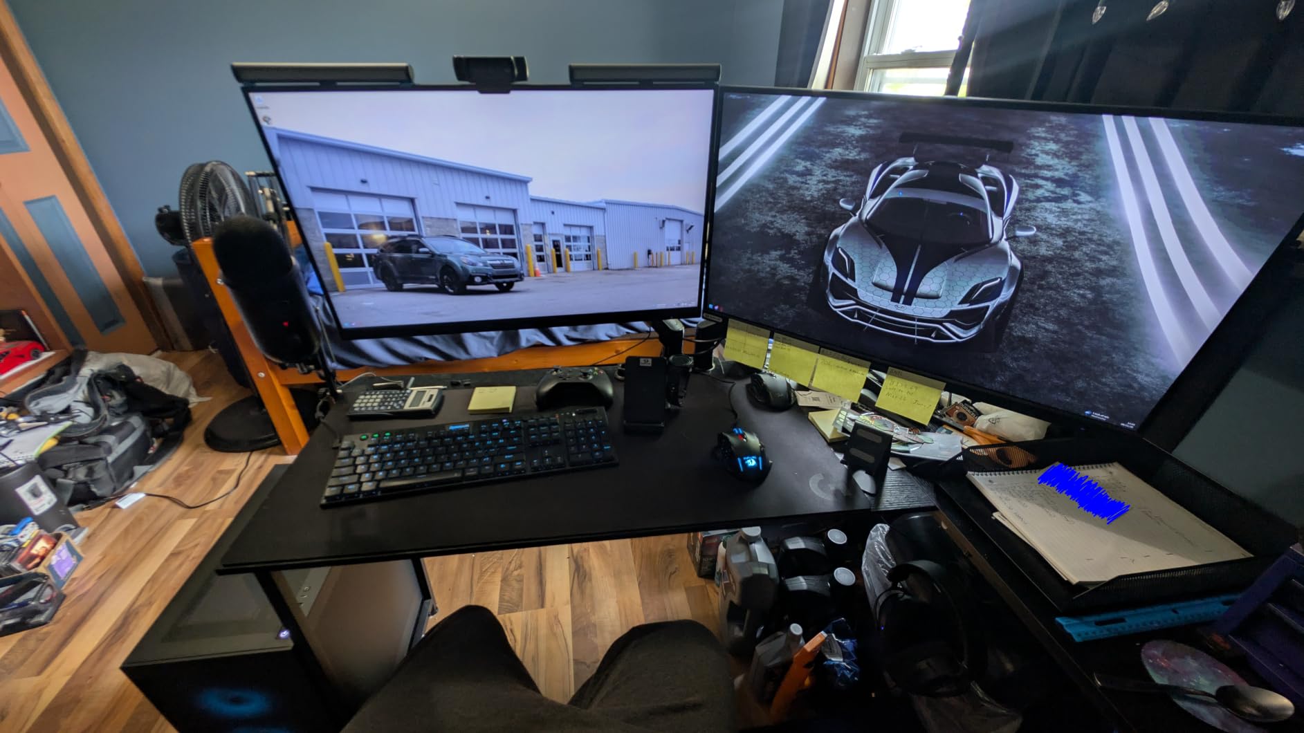 ODK 53 Inch L Shaped Gaming Desk with LED Lighting, Reversible Desk with Power Outlets, Cornor Computer Table with Storage Shelves & Bag & Iron Hook, Home Office Table for Writing, Study, Black customer photo 1