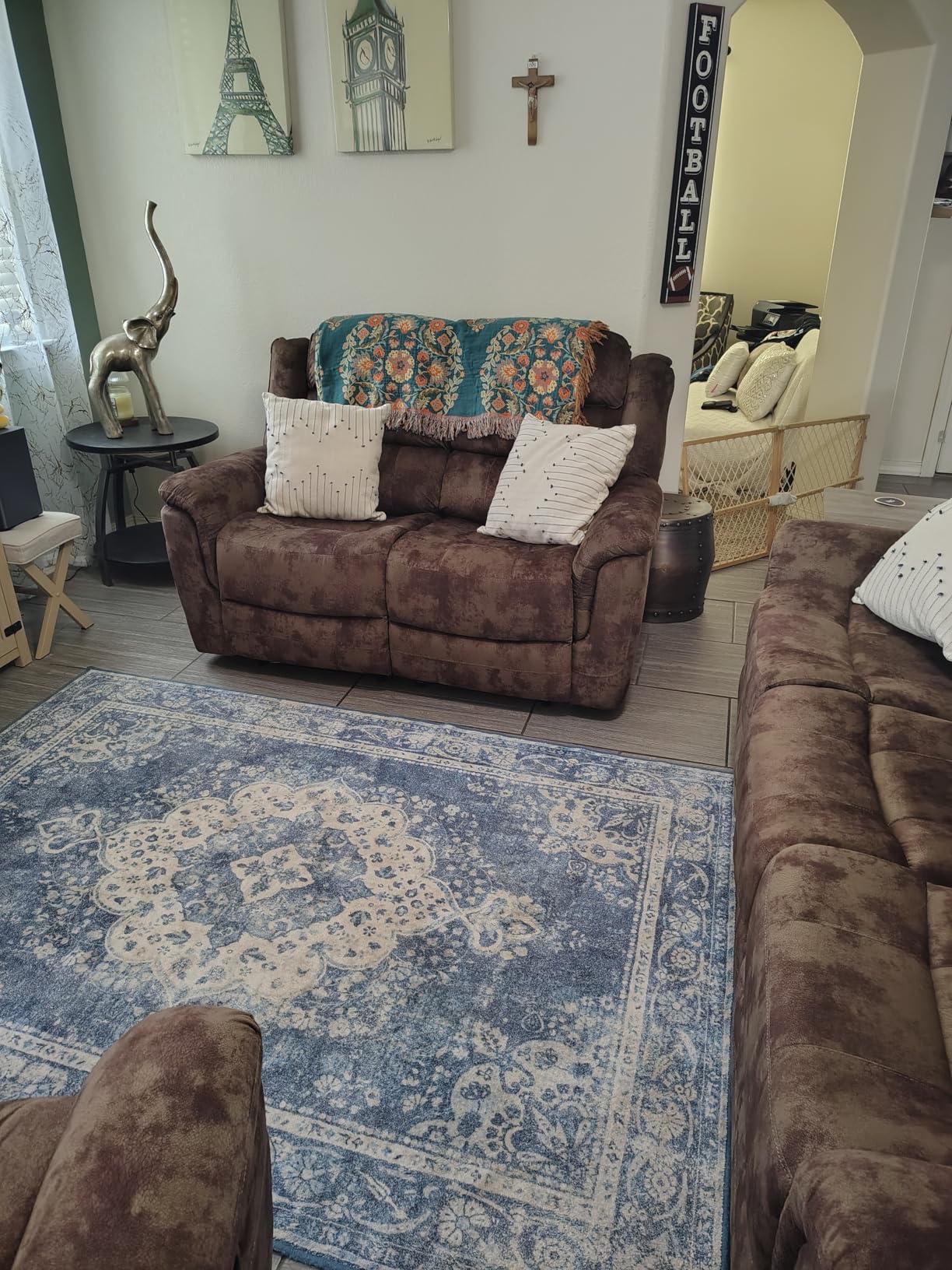 EBELLO 2 Pieces Reclining Couch Furniture Set, Soft Fabric Manual Recliner Sofa Home Theater Seating, Included Recliner Chair and 3 Seat Sofa, Brown customer photo 2