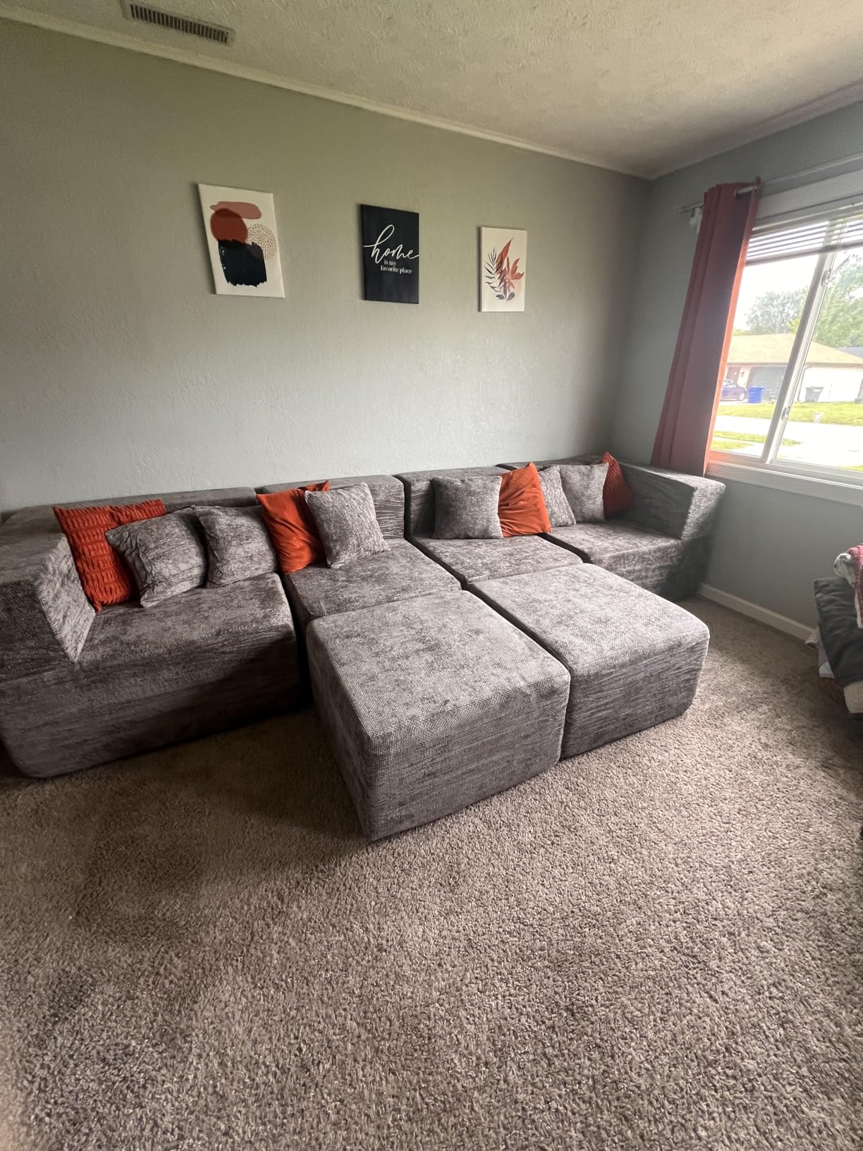 MONVANE Modular Sectional Cloud Couch for Living Room - 130'' 6 Seater Convertible Chenille Couches Set with Ottoman, No Assembly Compression Sofas customer photo 2