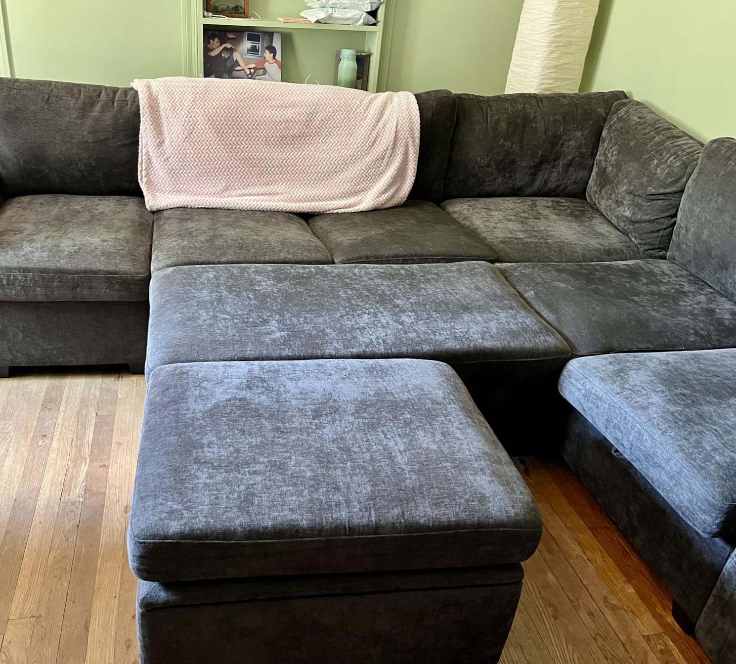 108 Inch Sectional Sleeper Sofa with Pull Out Bed, U Shaped 7 Seat Modular Sectional Sofa with Storage customer photo 2