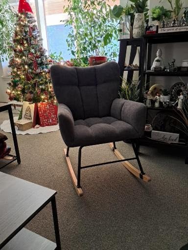 Nursery Rocking Chair, Rocking Chairs for Nursery, White | Cozy Glider Rocker, Anti-Tip Safety Design, 440 Lb Weight Capacity, Cotton Fabric Cover, Padded Seat, for Living Room Bedroom customer photo 1