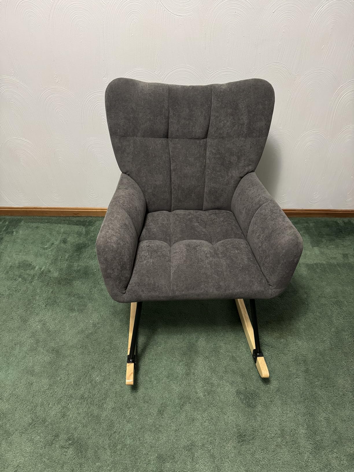 Nursery Rocking Chair, Rocking Chairs for Nursery, White | Cozy Glider Rocker, Anti-Tip Safety Design, 440 Lb Weight Capacity, Cotton Fabric Cover, Padded Seat, for Living Room Bedroom customer photo 2