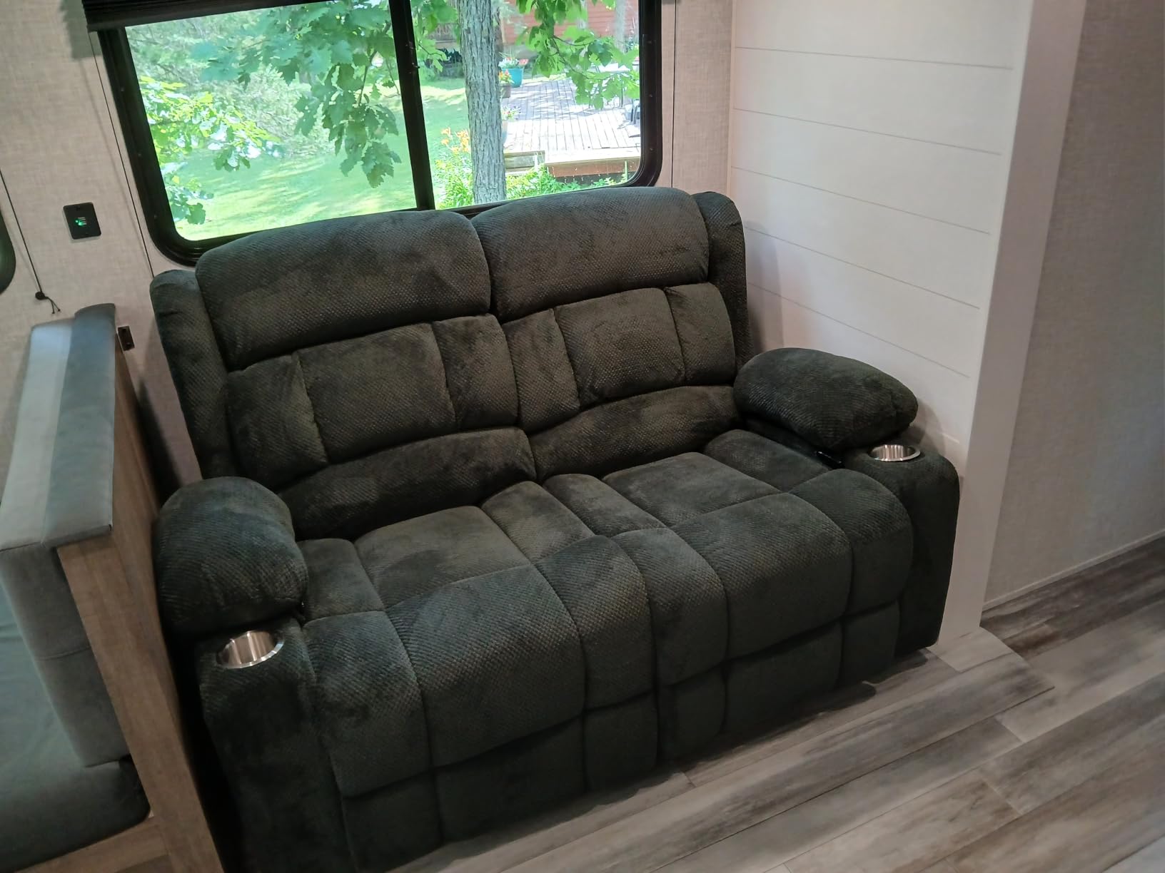 MOSGAT RV Loveseat Recliner Sofa, Reclining Loveseat Home Theater Seating with USB Ports, Cup Holders, Insert Pockets, Wall Hugger RV Recliners for Movie Room, Recline Movie Seats Gaming Sofa, Gray customer photo 1