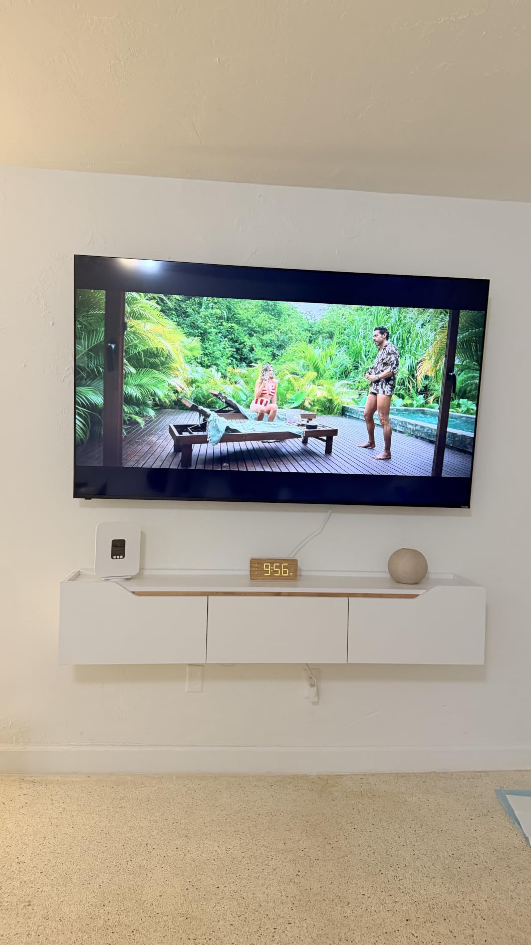 Atelier Mobili Floating TV Stand for Up to 80 Inch TVs - Wall Mounted Entertainment Center with Storage - Modern Floating Media Console with Cable Management - Oak/White Finishes (Oak) customer photo 1