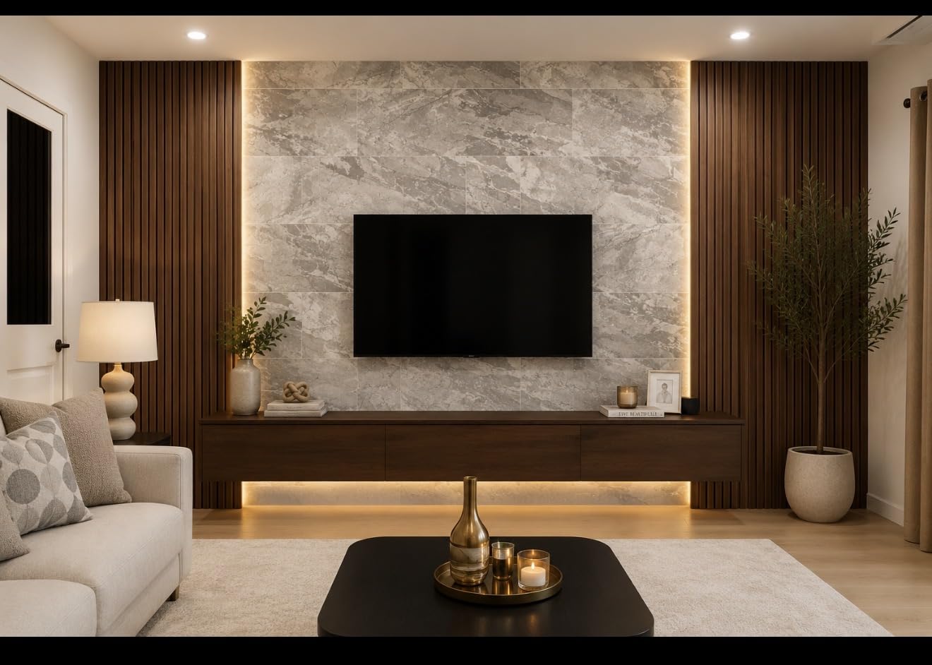 Atelier Mobili Floating TV Stand for Up to 80 Inch TVs - Wall Mounted Entertainment Center with Storage - Modern Floating Media Console with Cable Management - Oak/White Finishes (Oak) customer photo 2