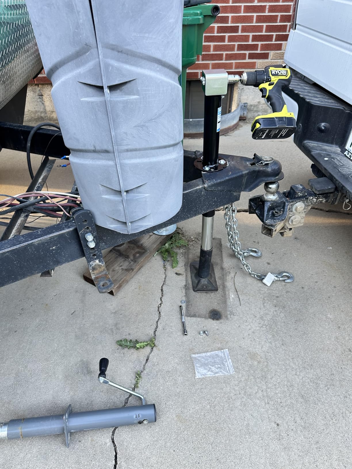 Kohree 5000 lbs A-Frame Trailer Jack, 20-24V Electric Drill-Operated, Adjustable Drop Leg, 25