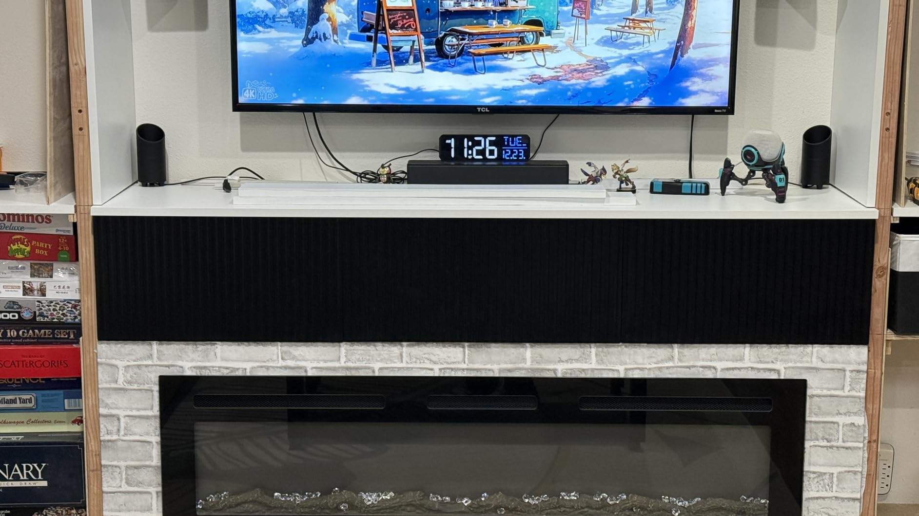 Floating TV Stand with 3 Doors, 55IN Wall Mounted TV Cabinet, Floating Media Console Slatted Entertainment Center with Storage, Under TV Shelf for Bedroom Living Room, White customer photo 1