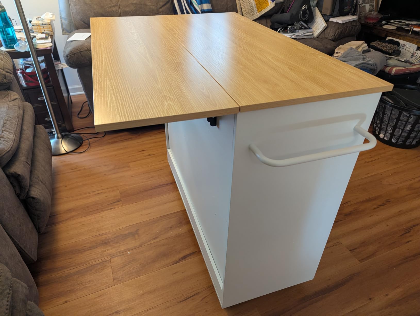 GRUSIGN Kitchen Island on Wheels with Storage-Multifunctional Kitchen Island Cart with Drop Leaf, Rolling Island with Spice/Towel Rack,Expandable Island Table Kitchen,39.37