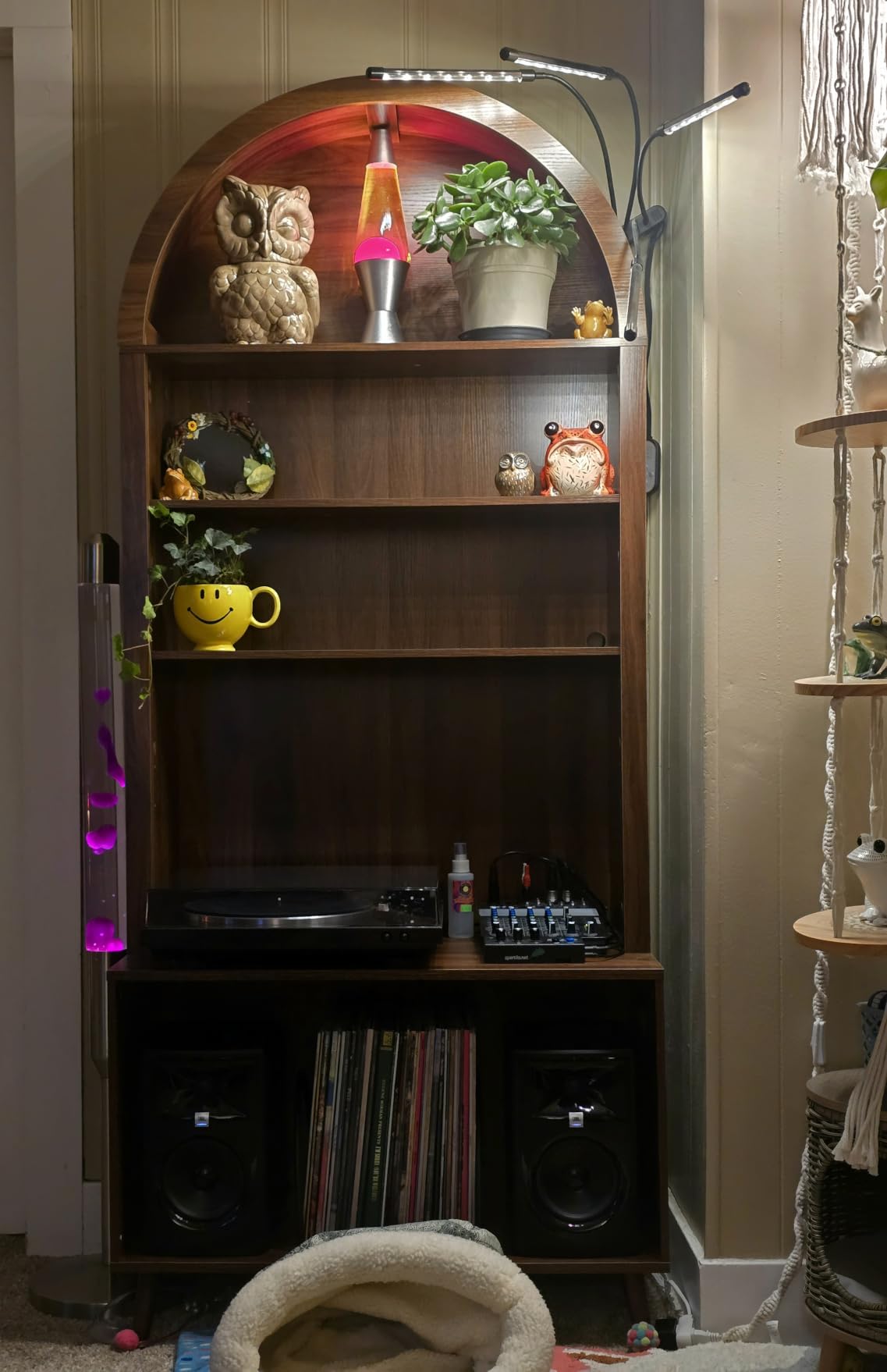 Arched Large Record Player Stand, Holds Up 350+ Albums, 31.5''W | Large 6-Tier Record Player Table with Vinyl Storage, CD/DVD Rack, Turntable Stand, Vinyl Record Storage for Living Room, Walnut customer photo 1