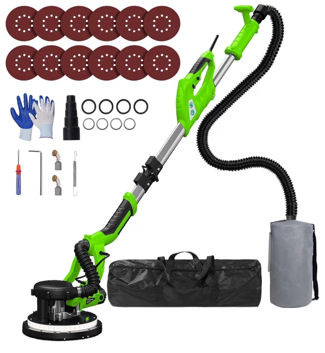 Drywall Sander, 2026 Upgraded 8-Amp Popcorn Ceiling Removal Tool | 7 Variable Speed 800-1800RPM, Drywall Sander with Vacuum Dust Collector with LED Light, Extendable Handle, 12pcs Sanding Discs customer photo 2