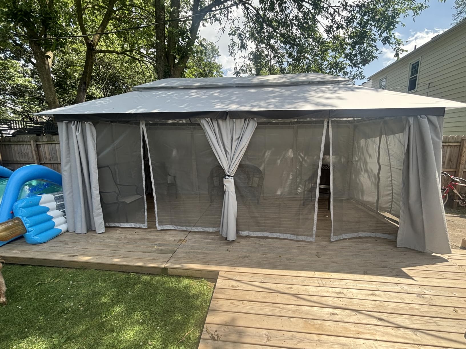 Patio Gazebo 10'x13', Outdoor Heavy Duty Party Tent Shelter with Double Roofs, Mosquito Nettings and Privacy Screens for Backyard, Garden, Lawn, Khaki customer photo 2